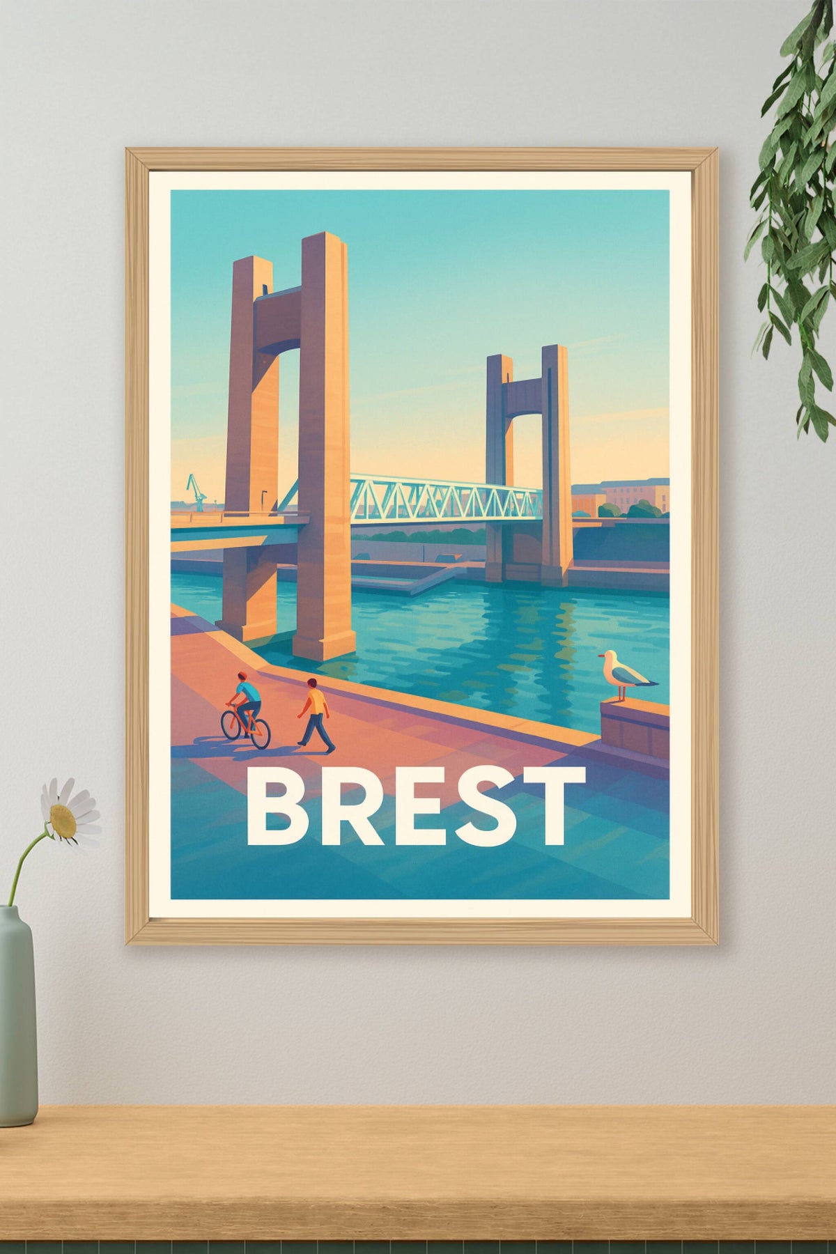 Affiche Brest — Le Pont de Recouvrance sous un ciel d'été · poster d'art de Brest