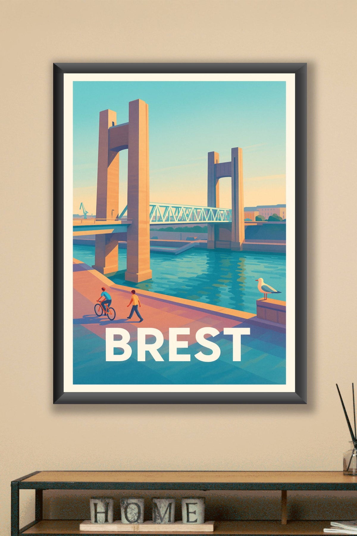 Affiche Brest — Le Pont de Recouvrance sous un ciel d'été · poster d'art de Brest