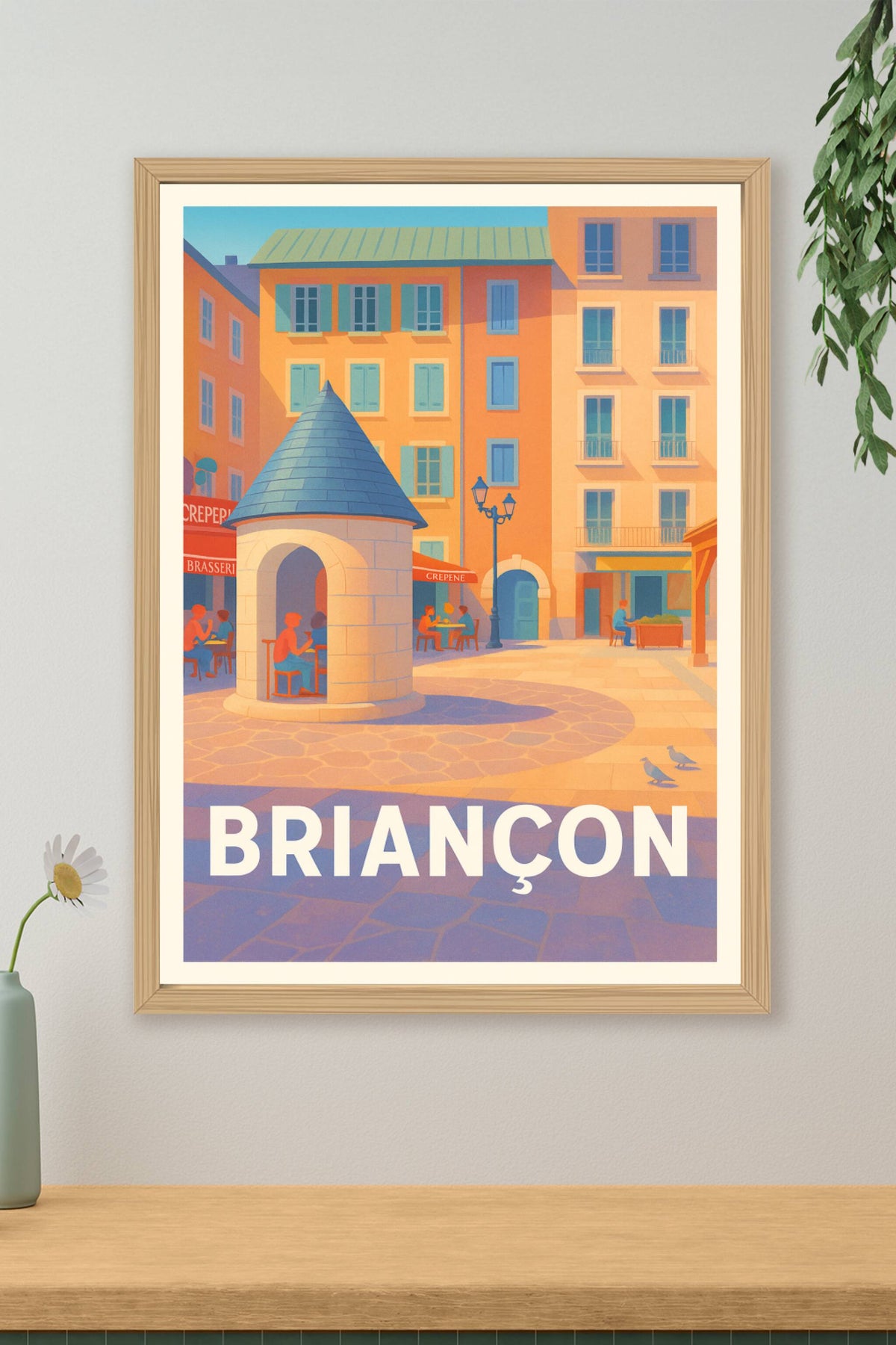 Affiche Briançon — Charme et douceur en terrasse · poster d'art de Briançon