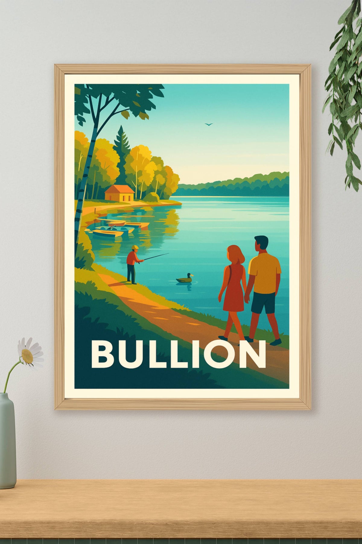 Affiche Bullion — Escapade paisible au bord du lac · poster d'art de Bullion