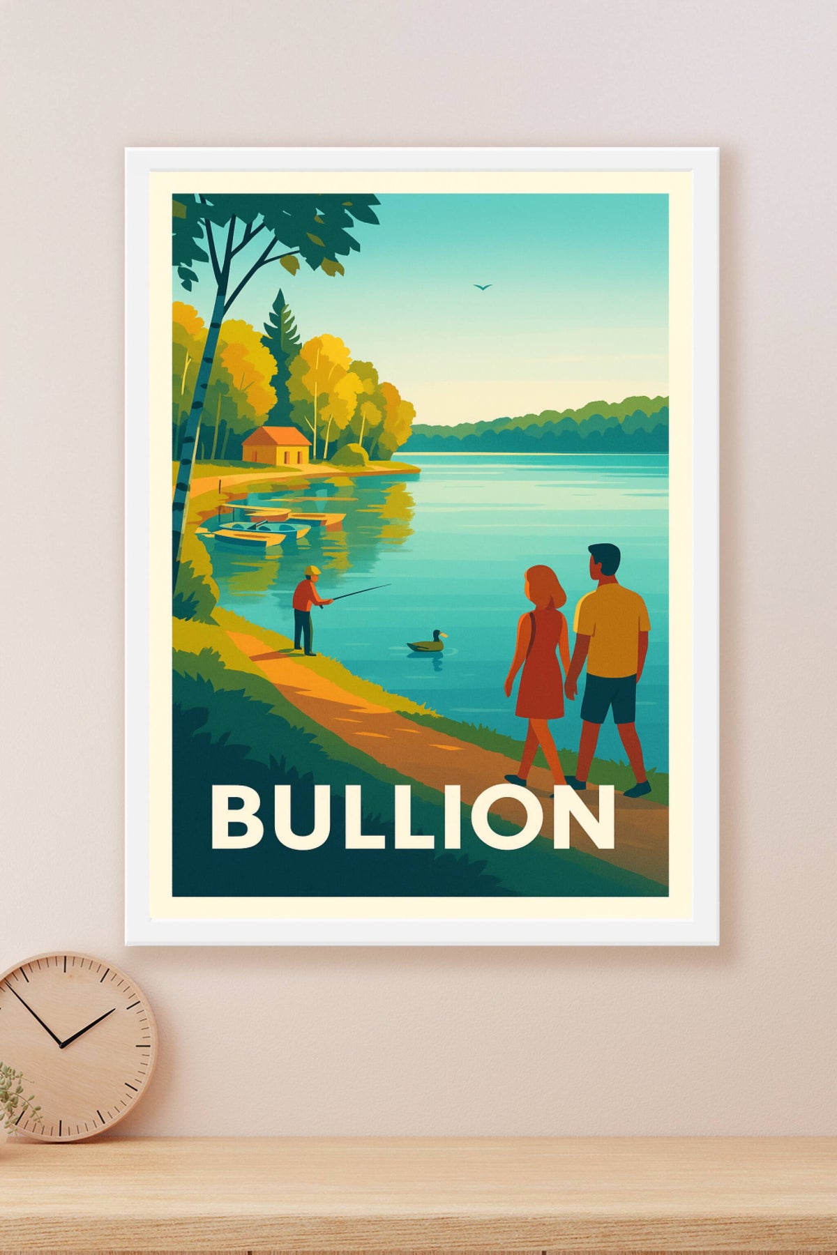 Affiche Bullion — Escapade paisible au bord du lac · poster d'art de Bullion