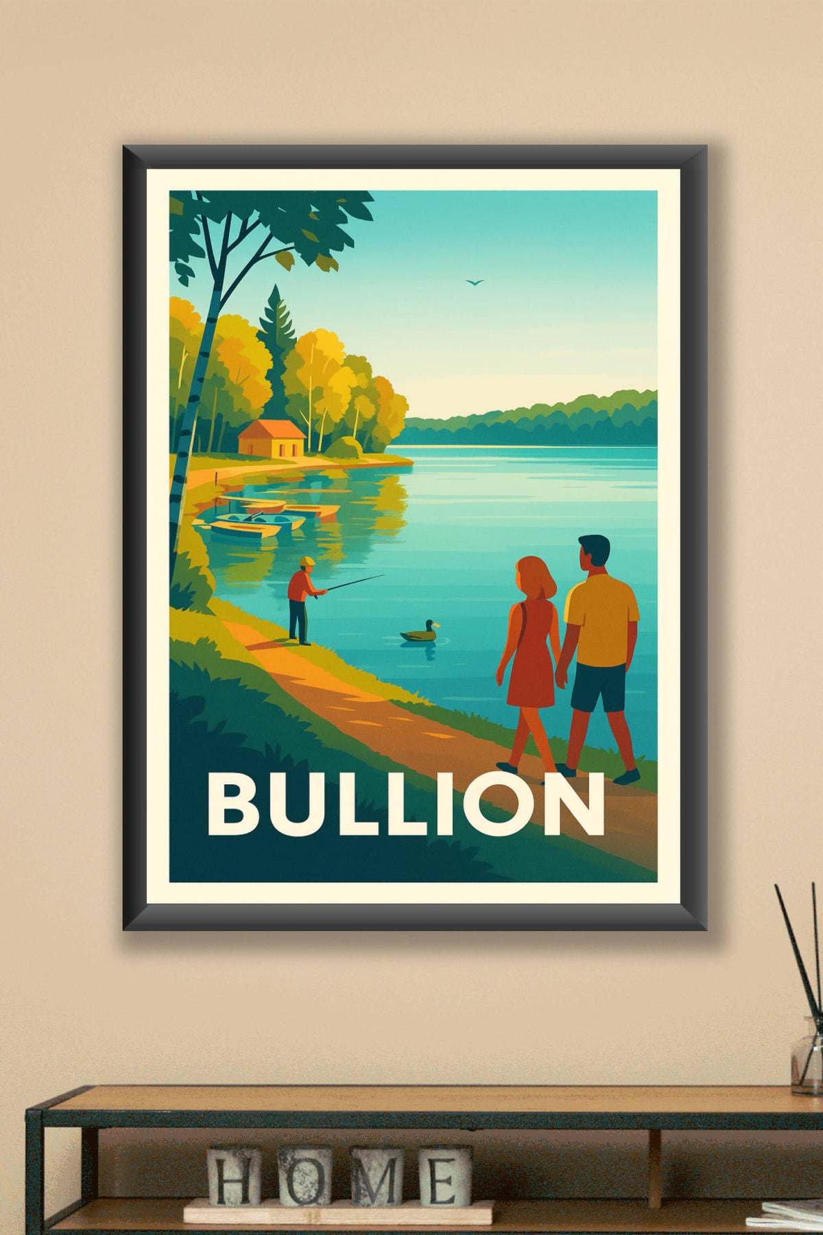 Affiche Bullion — Escapade paisible au bord du lac · poster d'art de Bullion
