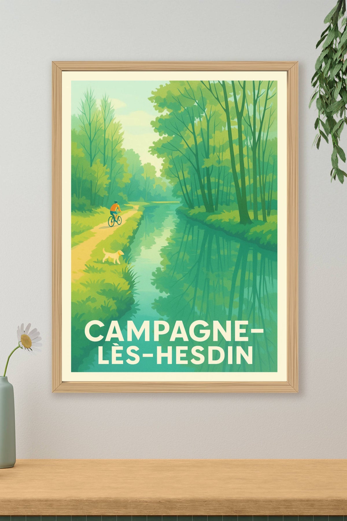 Affiche Campagne-lès-Hesdin — La quiétude au fil de l'eau · poster d'art de Campagne-lès-Hesdin