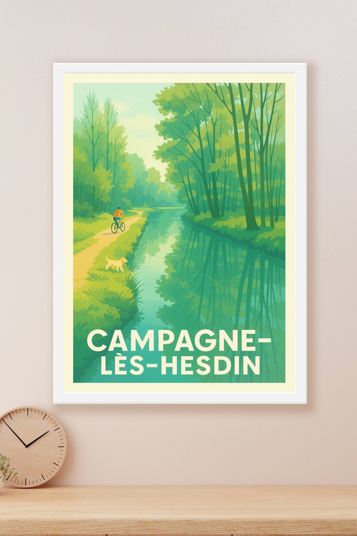 Affiche Campagne-lès-Hesdin — La quiétude au fil de l'eau · poster d'art de Campagne-lès-Hesdin