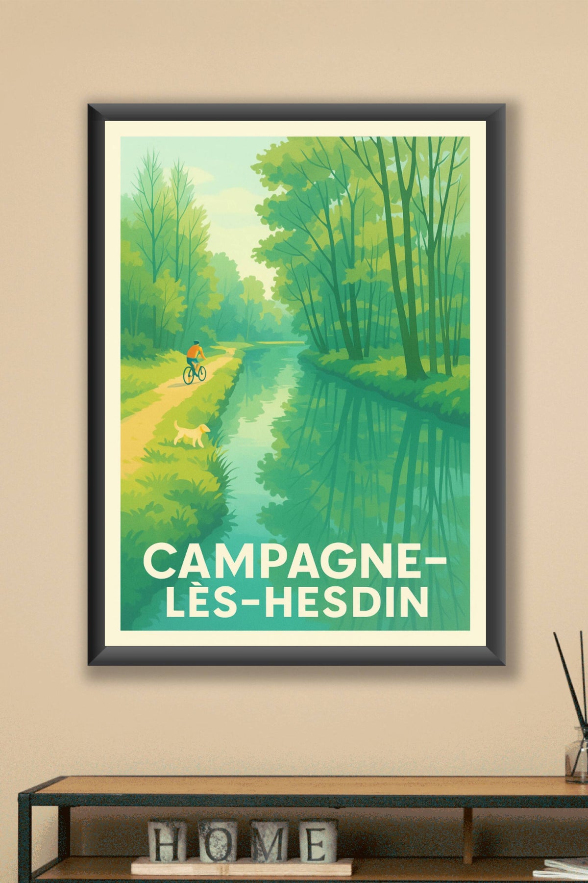 Affiche Campagne-lès-Hesdin — La quiétude au fil de l'eau · poster d'art de Campagne-lès-Hesdin