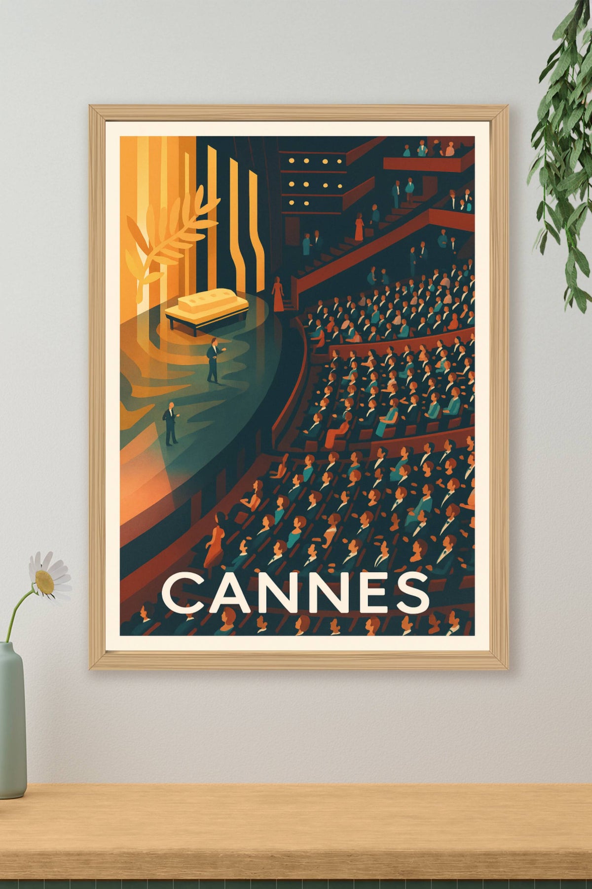 Affiche Cannes — L'élégance du Festival sur scène · poster d'art de Cannes