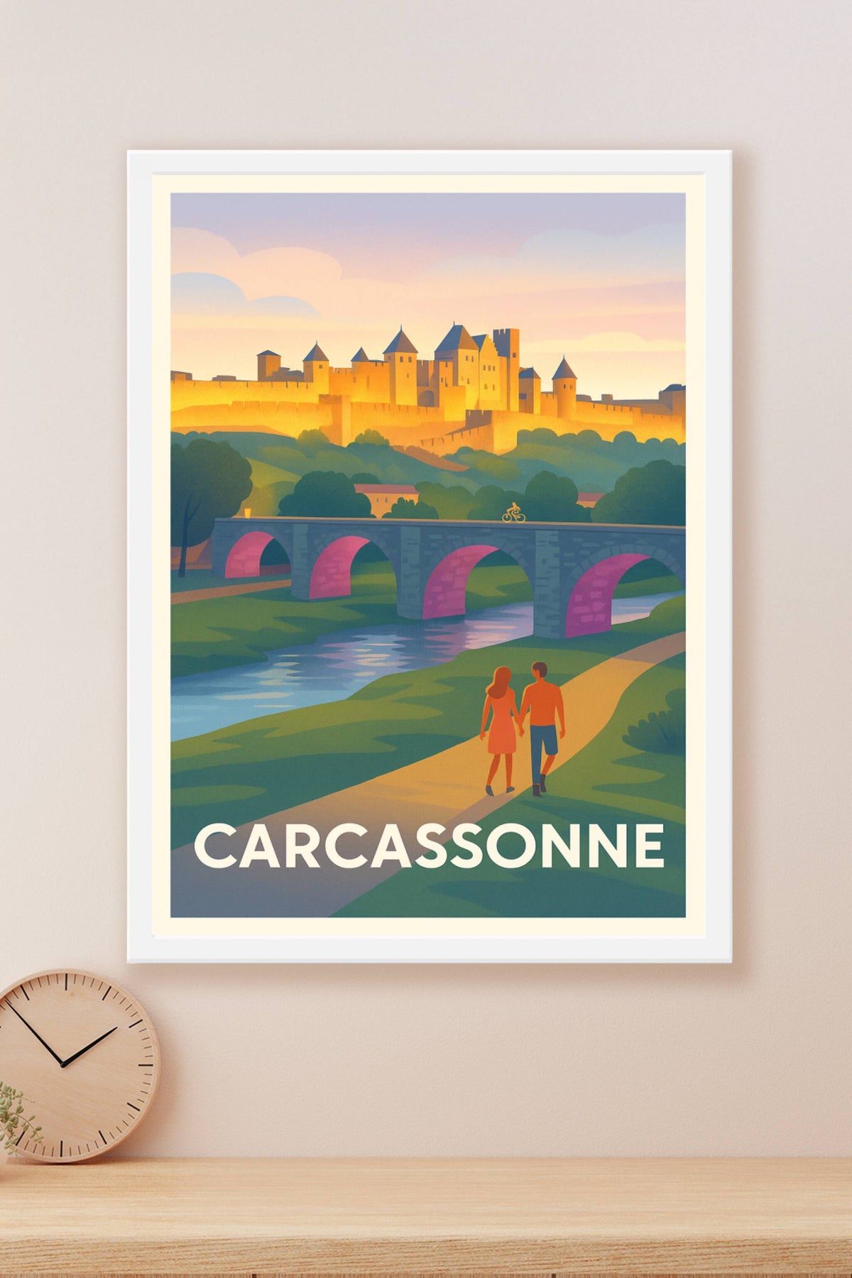 Affiche Carcassonne — Promenade romantique au pied de la cité médiévale · poster d'art de Carcassonne