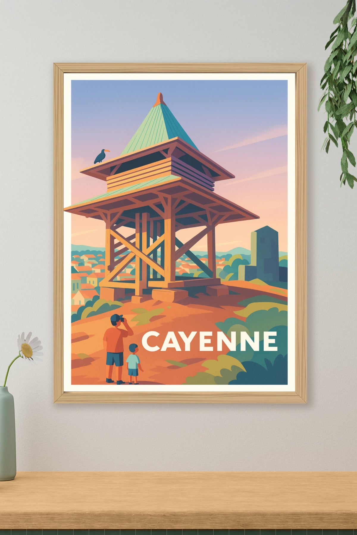 Affiche Cayenne — Vue panoramique sur l'emblématique observatoire · poster d'art de Cayenne