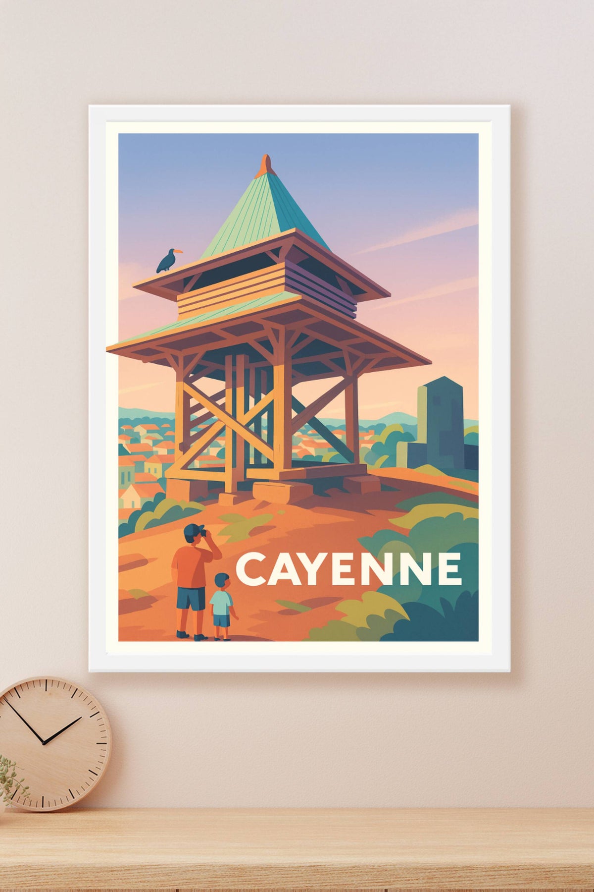 Affiche Cayenne — Vue panoramique sur l'emblématique observatoire · poster d'art de Cayenne