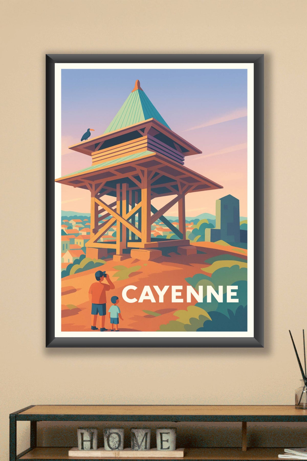 Affiche Cayenne — Vue panoramique sur l'emblématique observatoire · poster d'art de Cayenne
