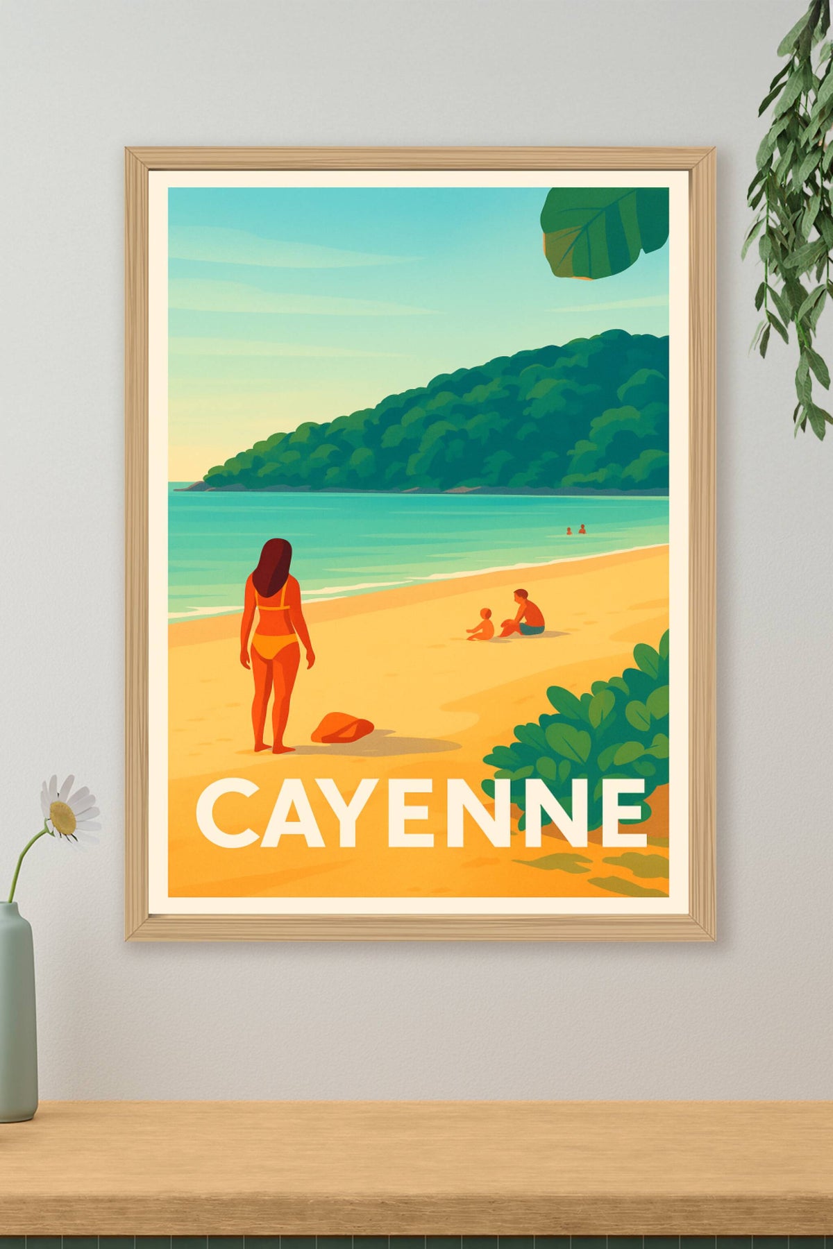 Affiche Cayenne — Escapade tropicale sur la plage dorée · poster d'art de Cayenne