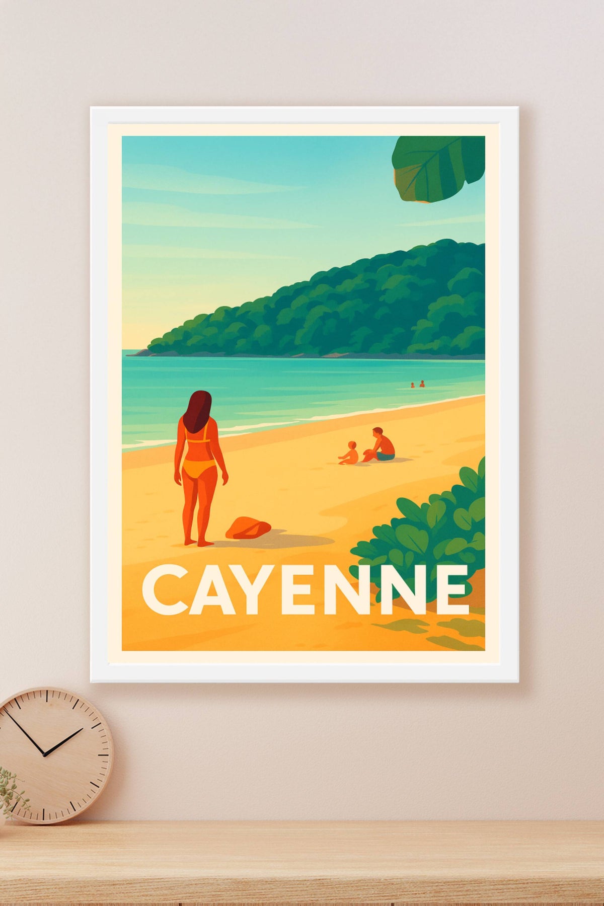Affiche Cayenne — Escapade tropicale sur la plage dorée · poster d'art de Cayenne