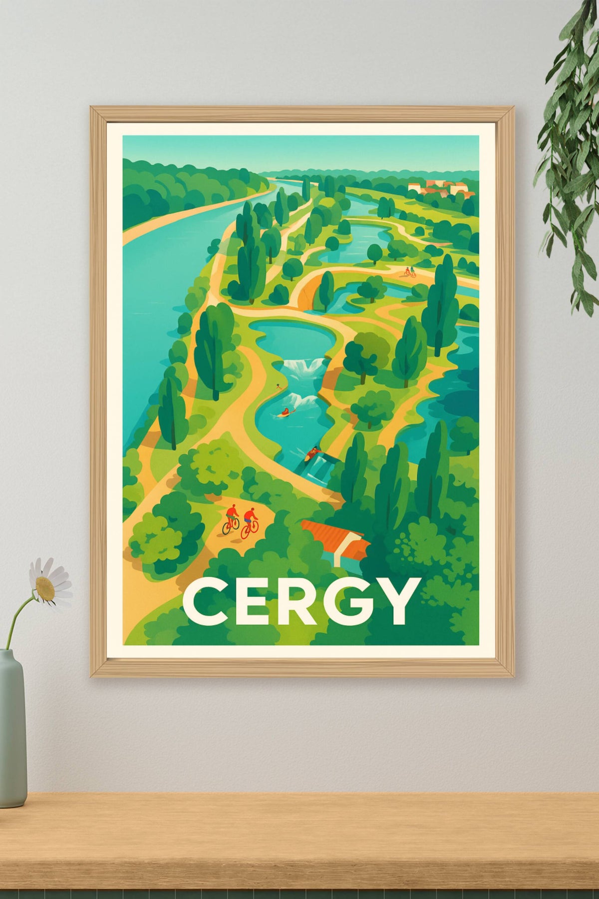 Affiche Cergy — Havre de nature et loisirs au fil de l'eau · poster d'art de Cergy