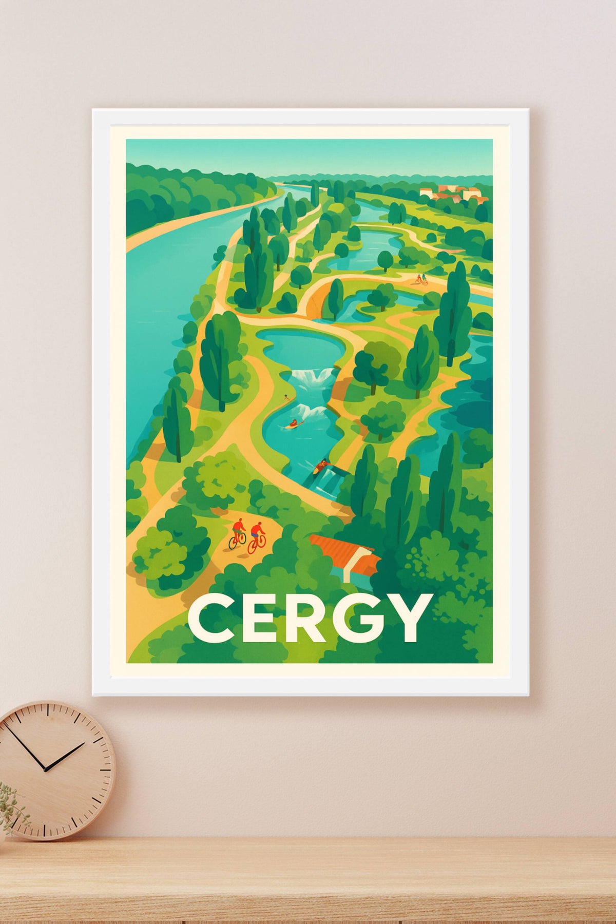 Affiche Cergy — Havre de nature et loisirs au fil de l'eau · poster d'art de Cergy