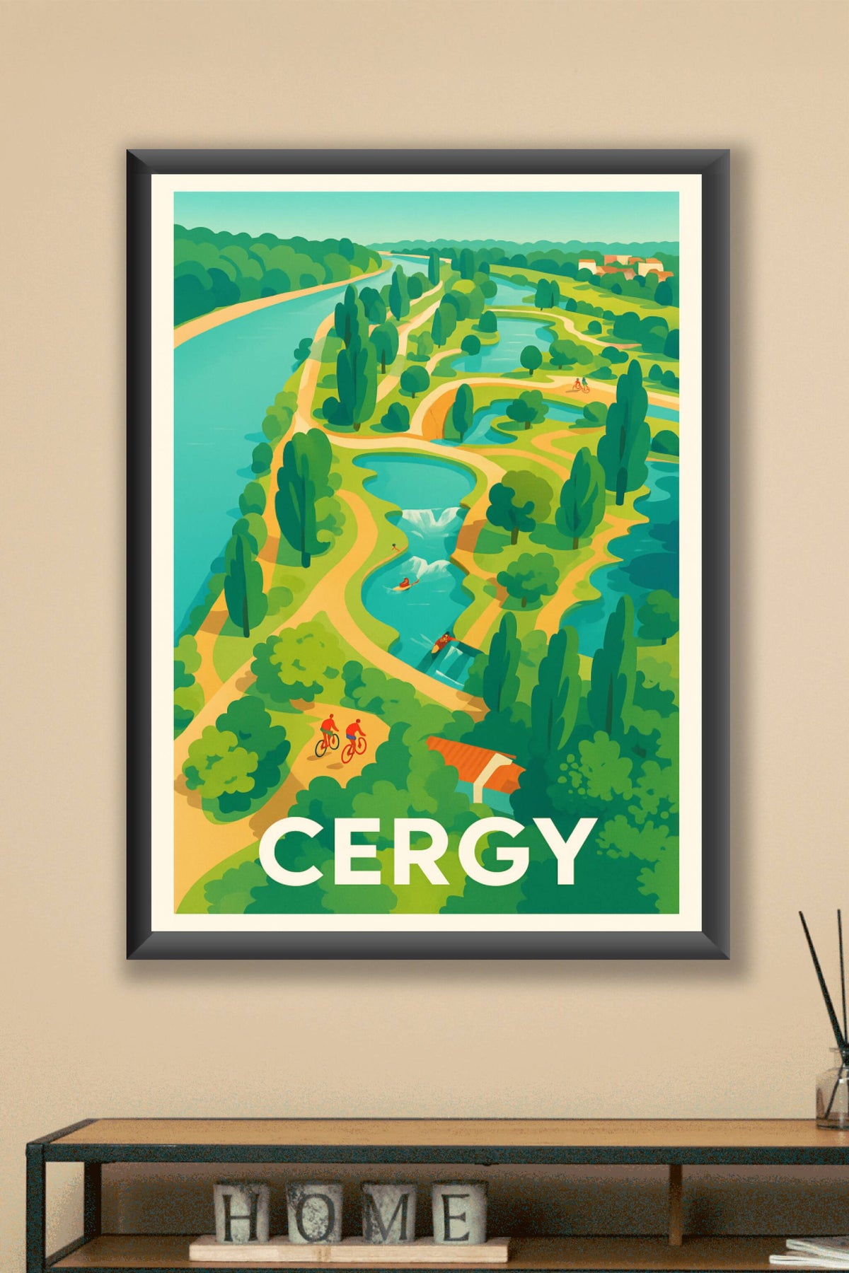 Affiche Cergy — Havre de nature et loisirs au fil de l'eau · poster d'art de Cergy