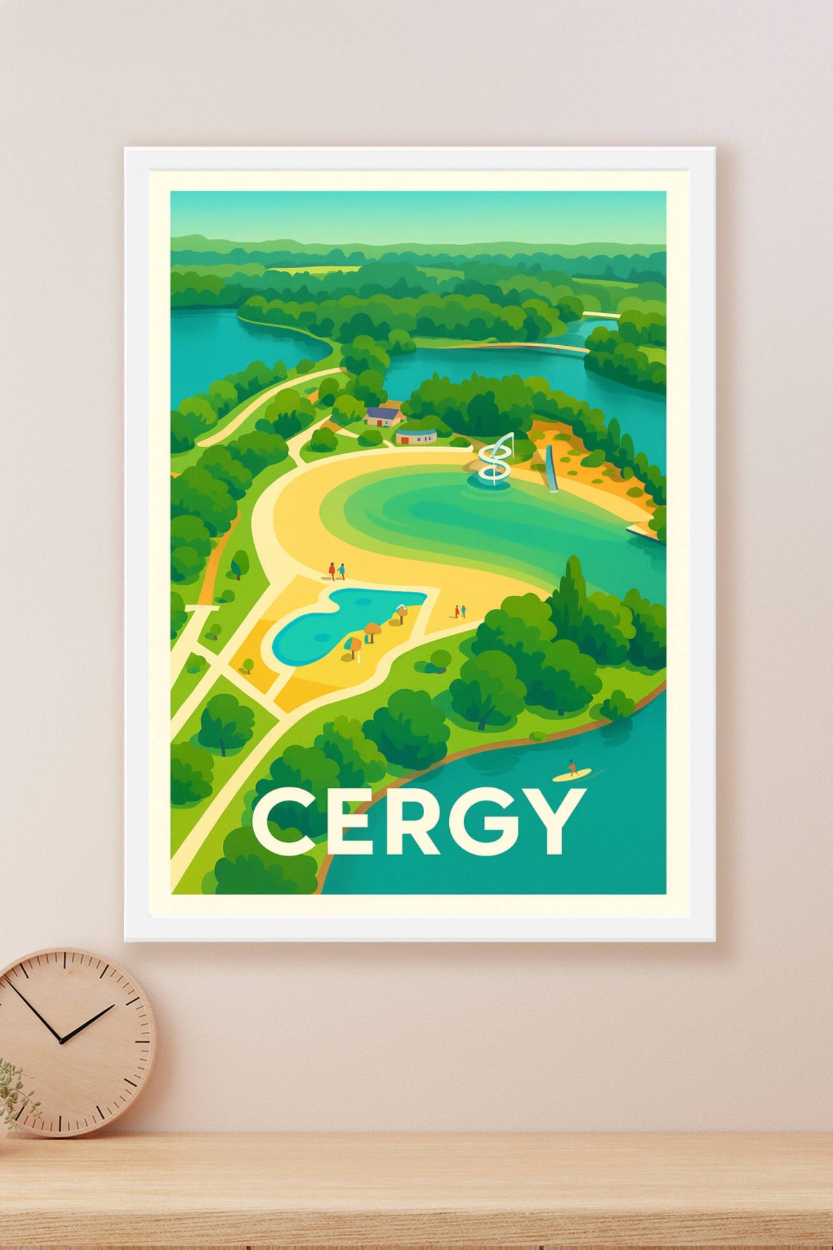Affiche Cergy — Le charme naturel au fil de l'eau · poster d'art de Cergy