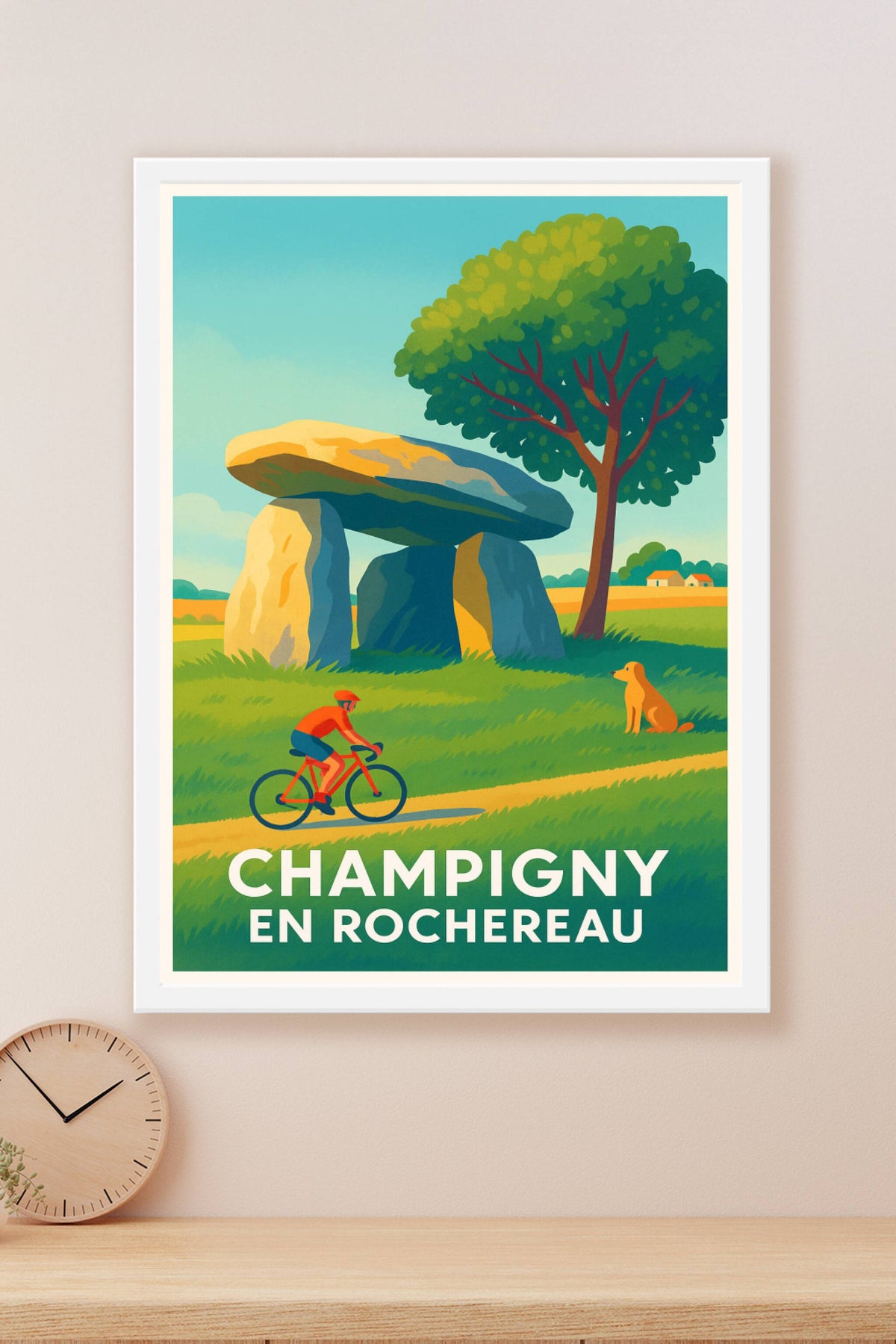 Affiche Champigny-en-Rochereau — Évasion à vélo au cœur des dolmens · poster d'art de Champigny-en-Rochereau