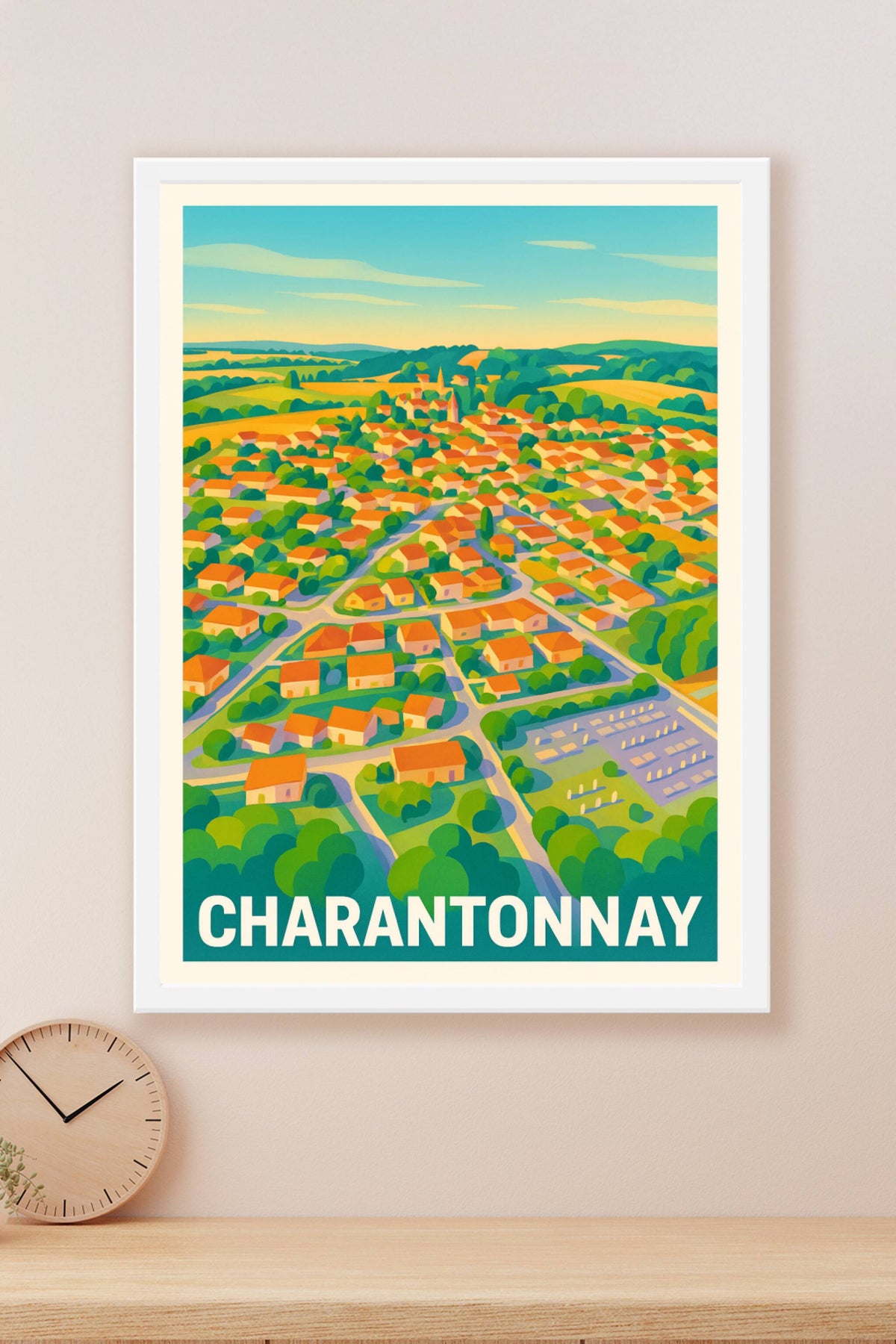 Affiche Charantonnay — Vue colorée d’un village pittoresque · poster d'art de Charantonnay