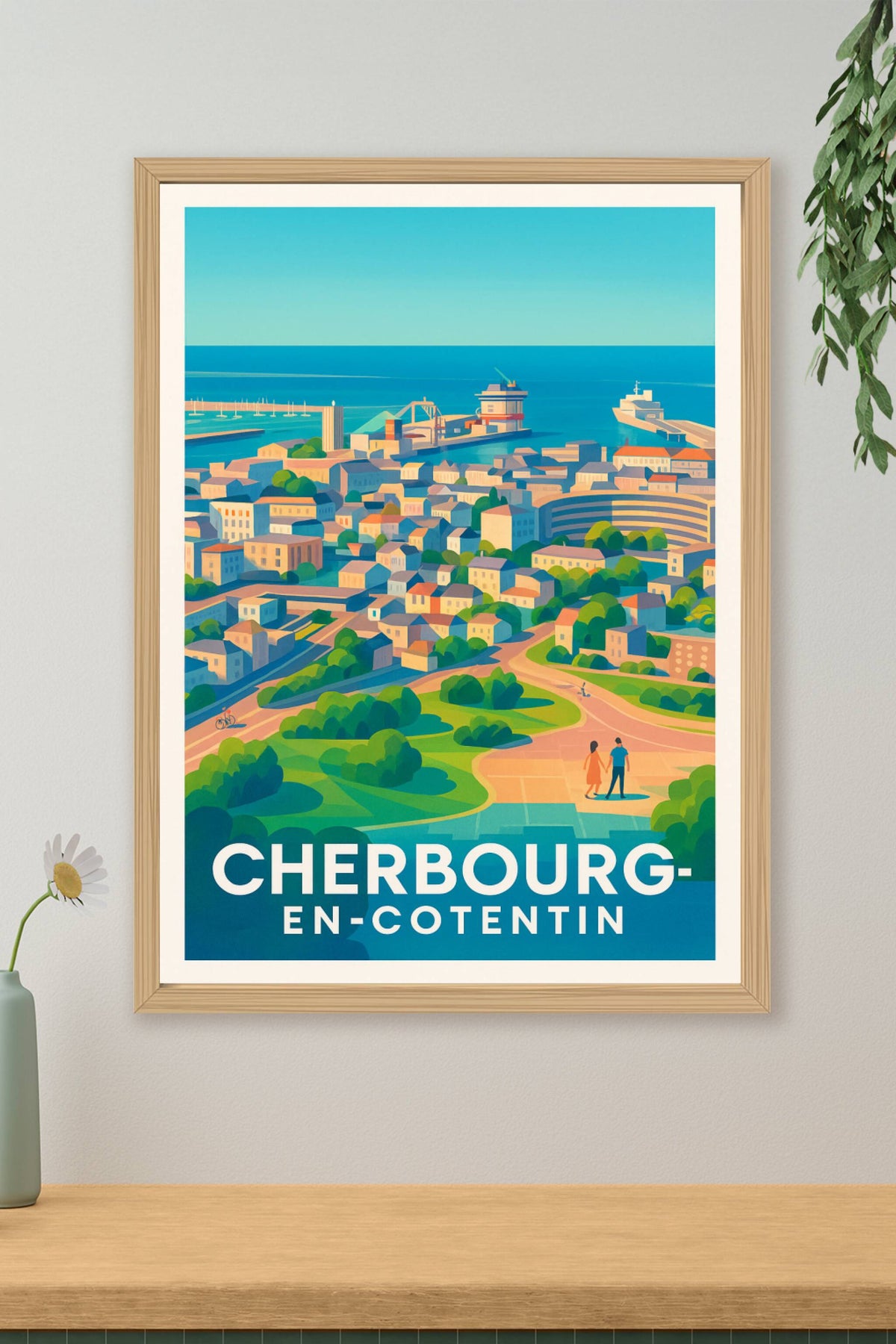 Affiche Cherbourg-en-Cotentin — Vue Panoramique Lumineuse · poster d'art de Cherbourg-en-Cotentin
