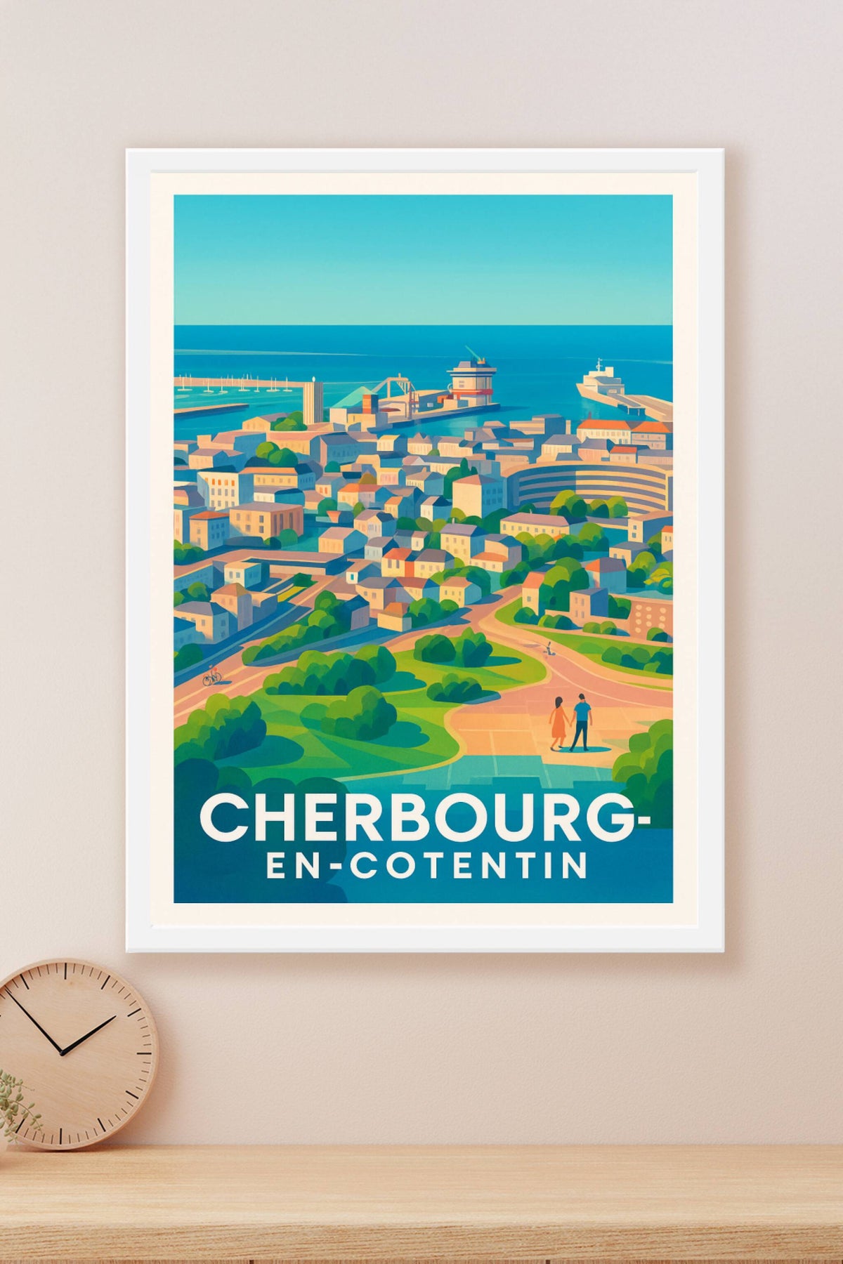 Affiche Cherbourg-en-Cotentin — Vue Panoramique Lumineuse · poster d'art de Cherbourg-en-Cotentin
