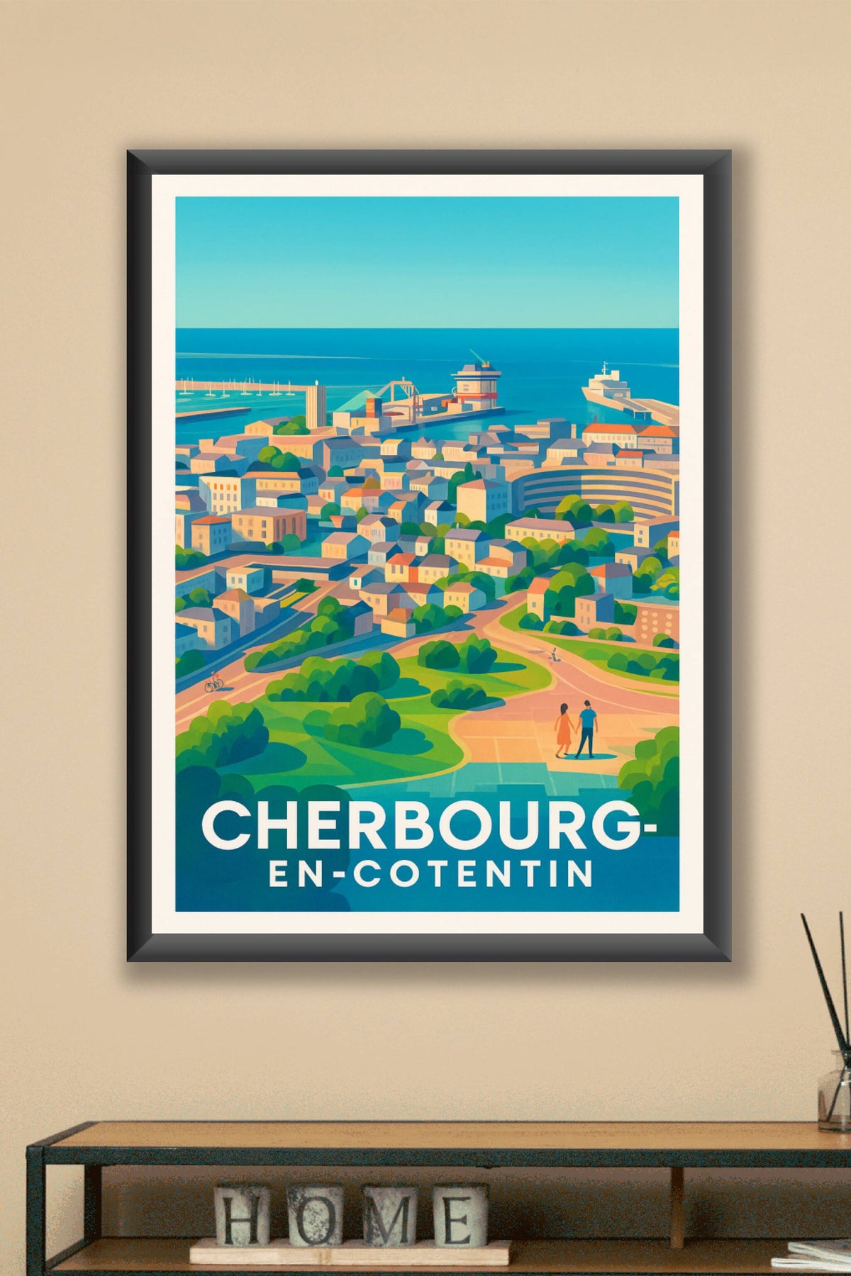 Affiche Cherbourg-en-Cotentin — Vue Panoramique Lumineuse · poster d'art de Cherbourg-en-Cotentin