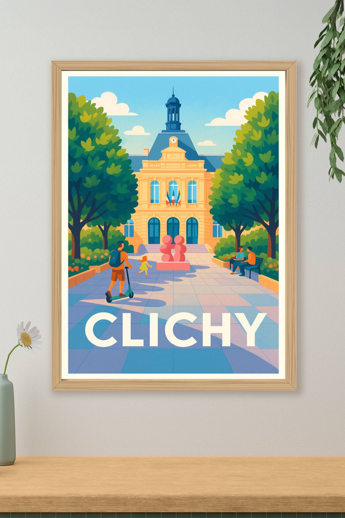 Affiche Clichy — Esprit de vie et détente au cœur de la ville · poster d'art de Clichy