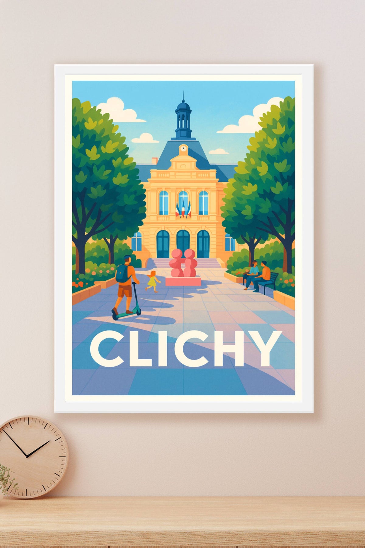 Affiche Clichy — Esprit de vie et détente au cœur de la ville · poster d'art de Clichy