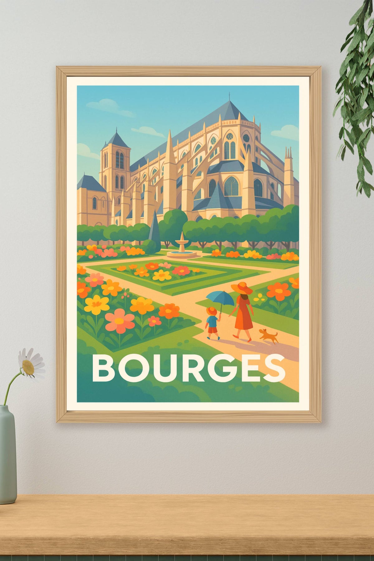Affiche Bourges — Promenade ensoleillée au cœur de l'histoire · poster d'art de Bourges