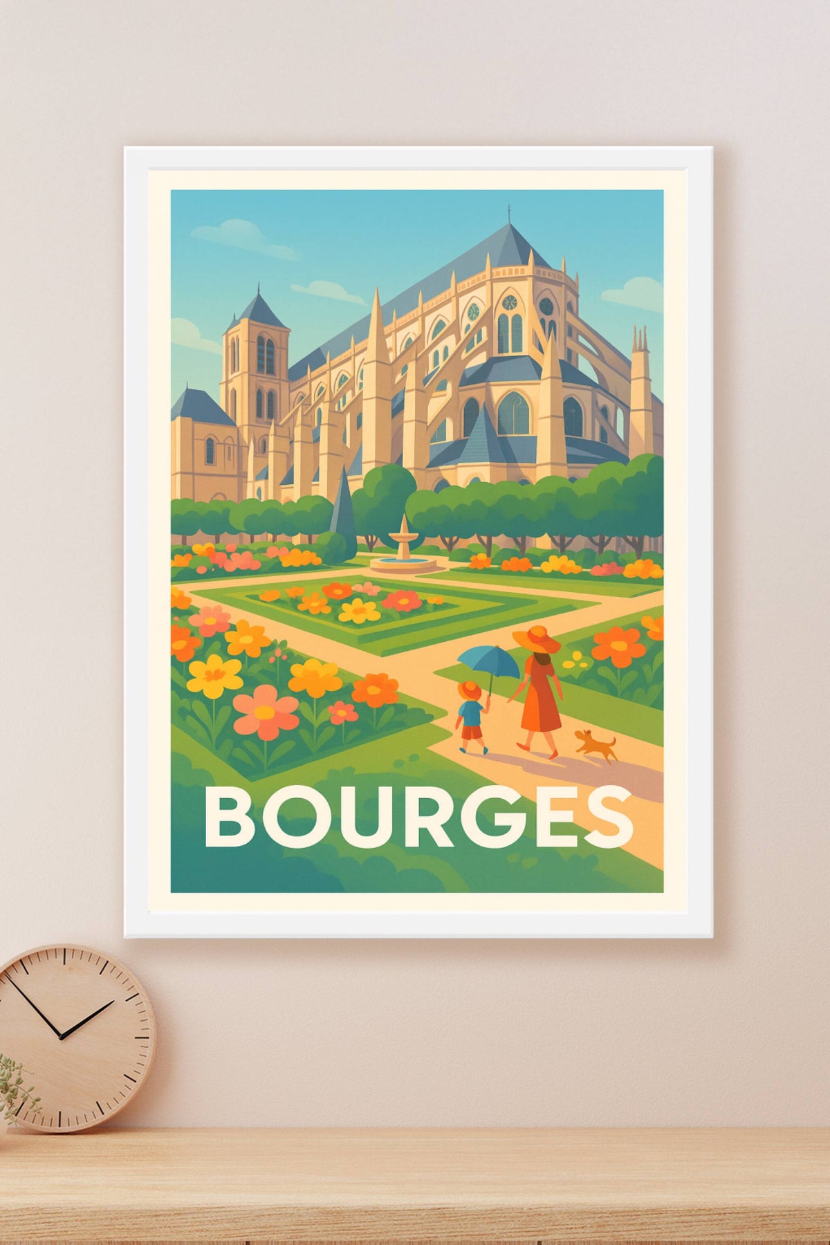 Affiche Bourges — Promenade ensoleillée au cœur de l'histoire · poster d'art de Bourges
