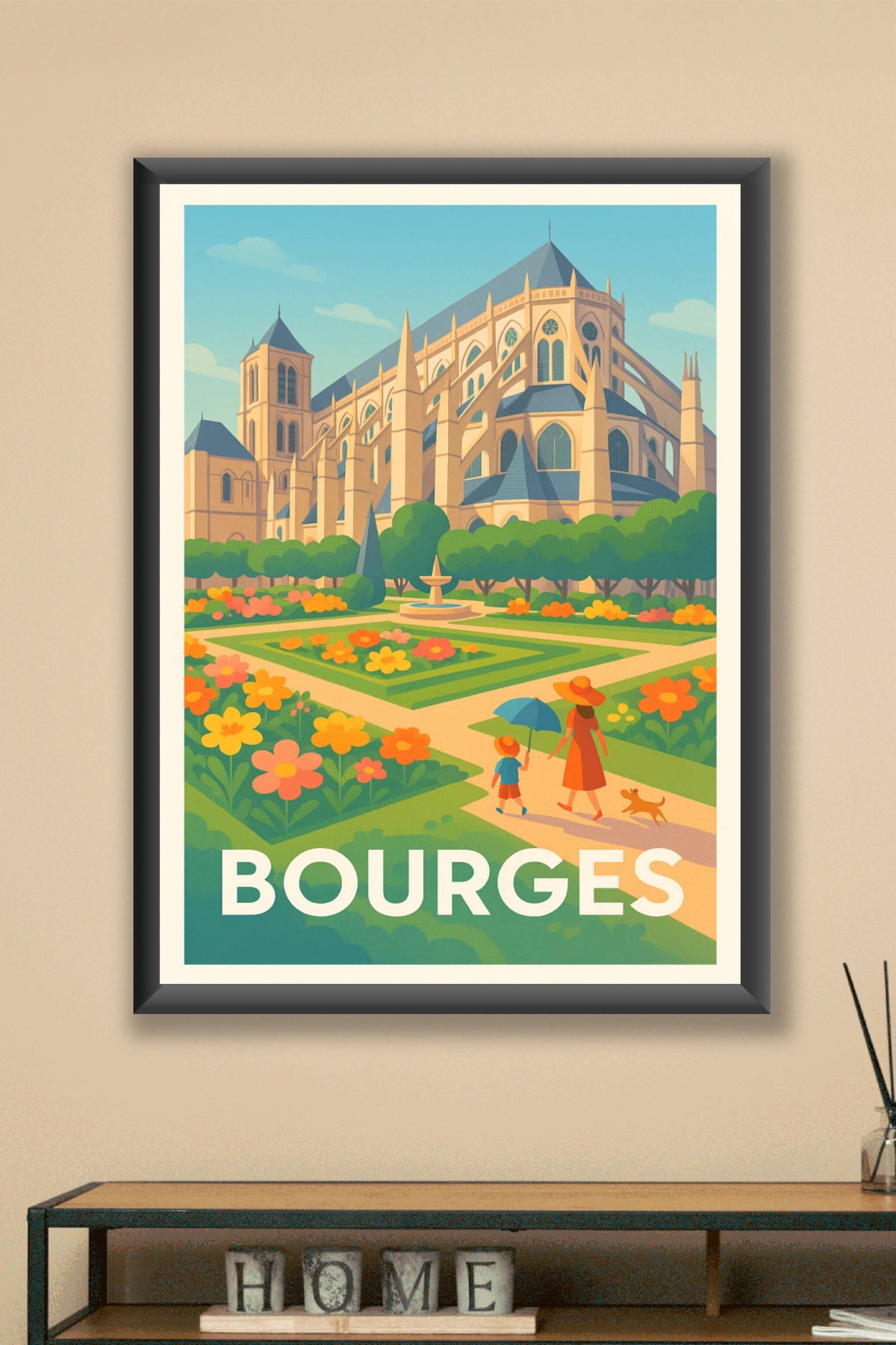 Affiche Bourges — Promenade ensoleillée au cœur de l'histoire · poster d'art de Bourges