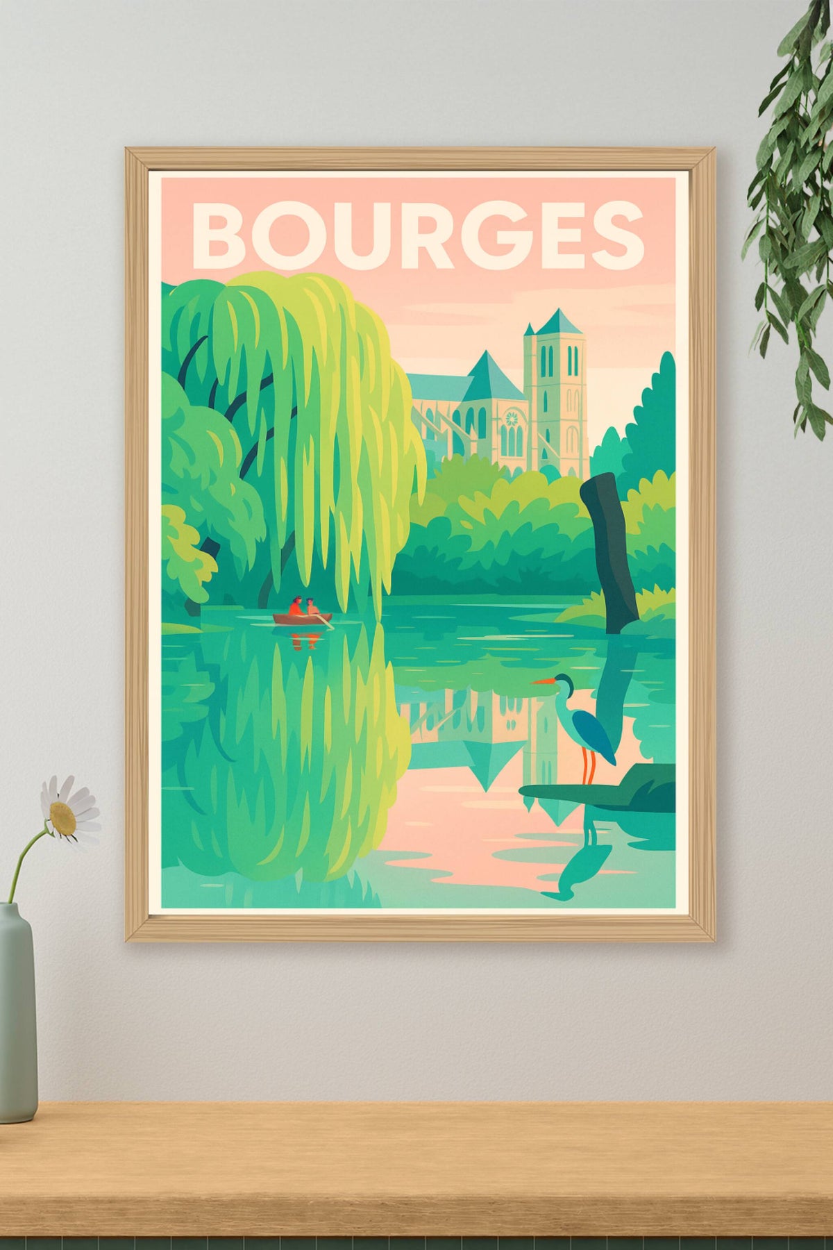 Affiche Bourges — Harmonie bucolique au fil de l'eau · poster d'art de Bourges