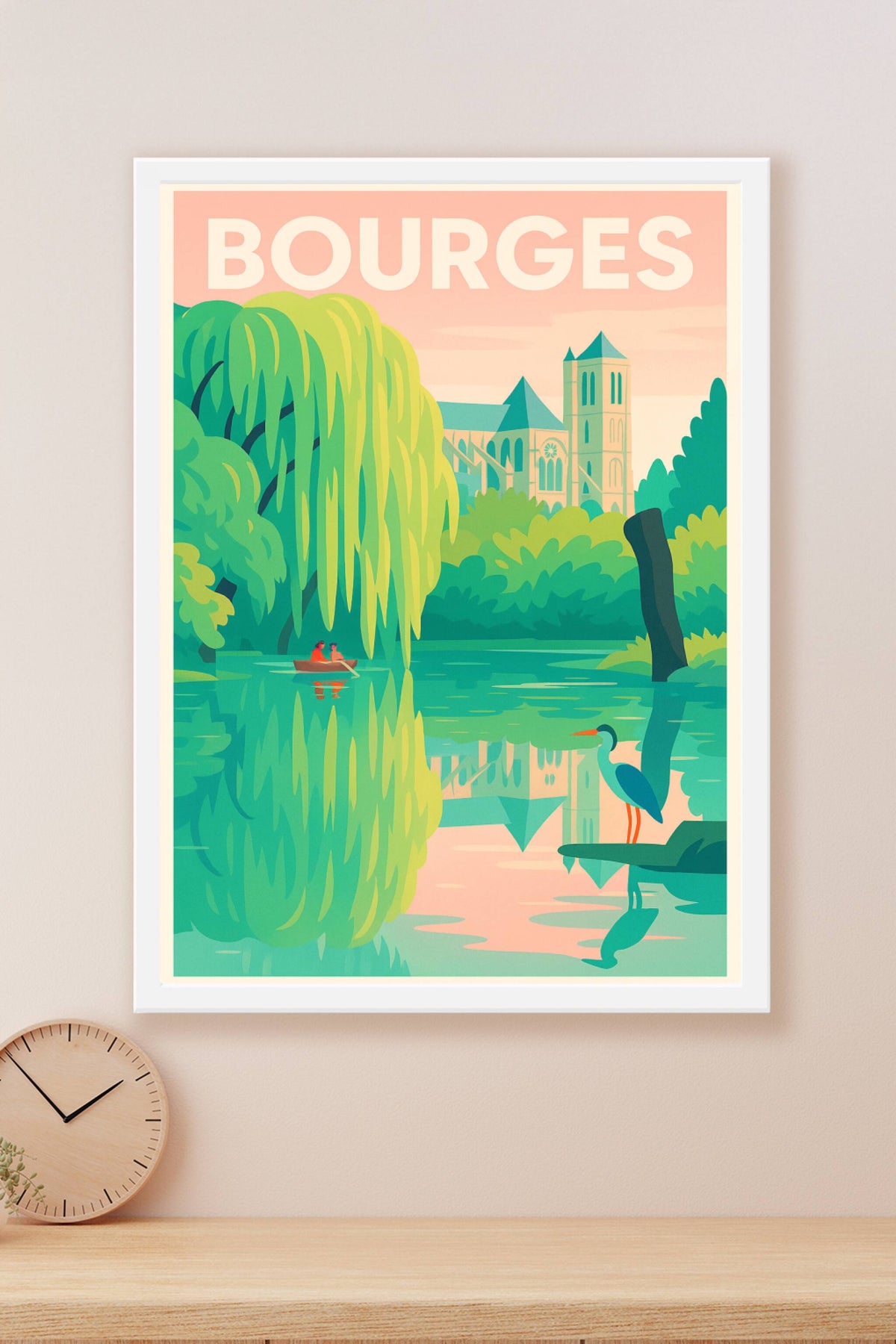 Affiche Bourges — Harmonie bucolique au fil de l'eau · poster d'art de Bourges