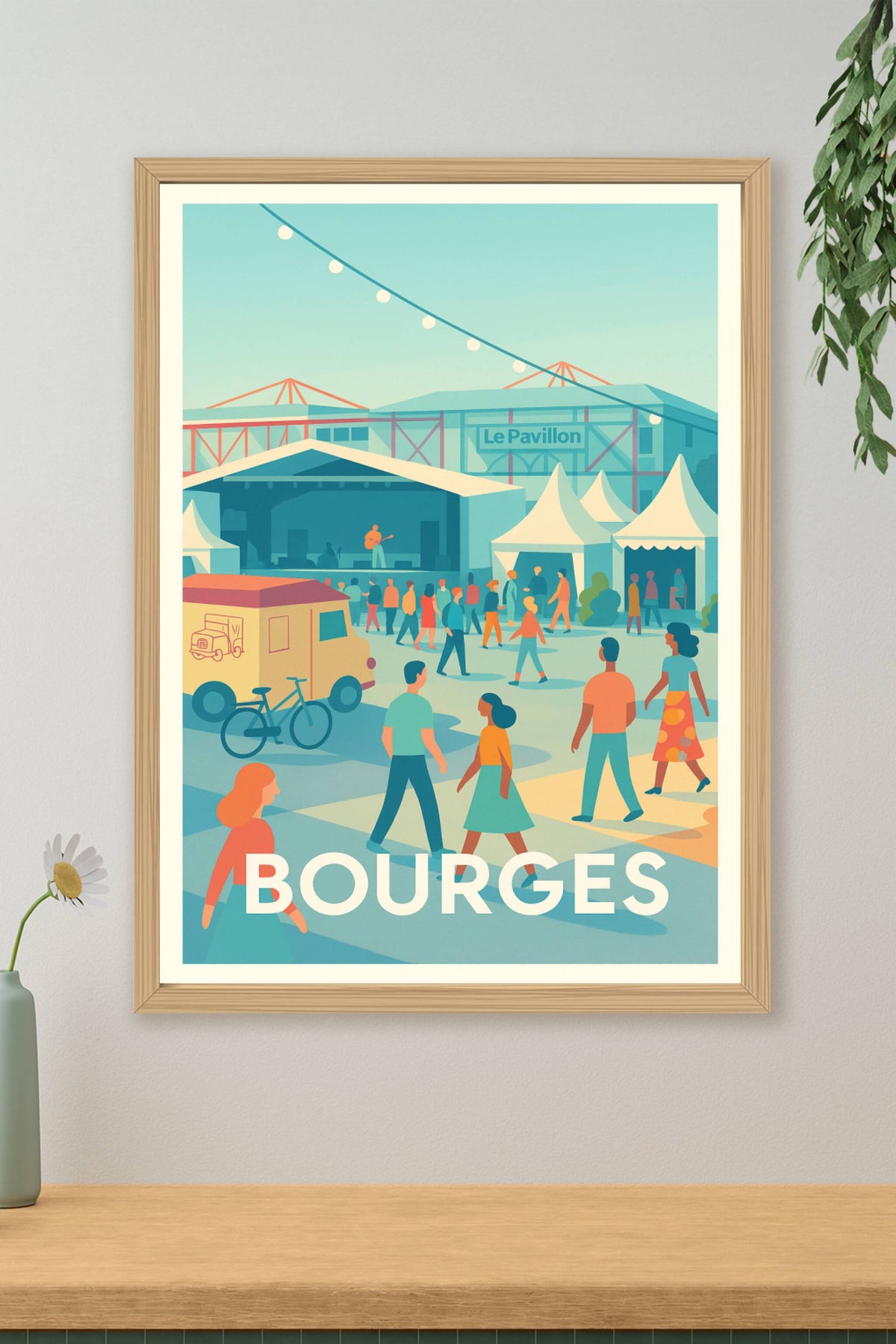 Affiche Bourges — Ambiance festive au Pavillon · poster d'art de Bourges