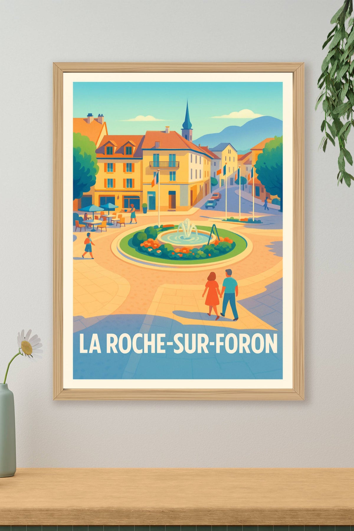 Affiche La Roche-sur-Foron — Charme et douceur d'une place animée · poster d'art de La Roche-sur-Foron