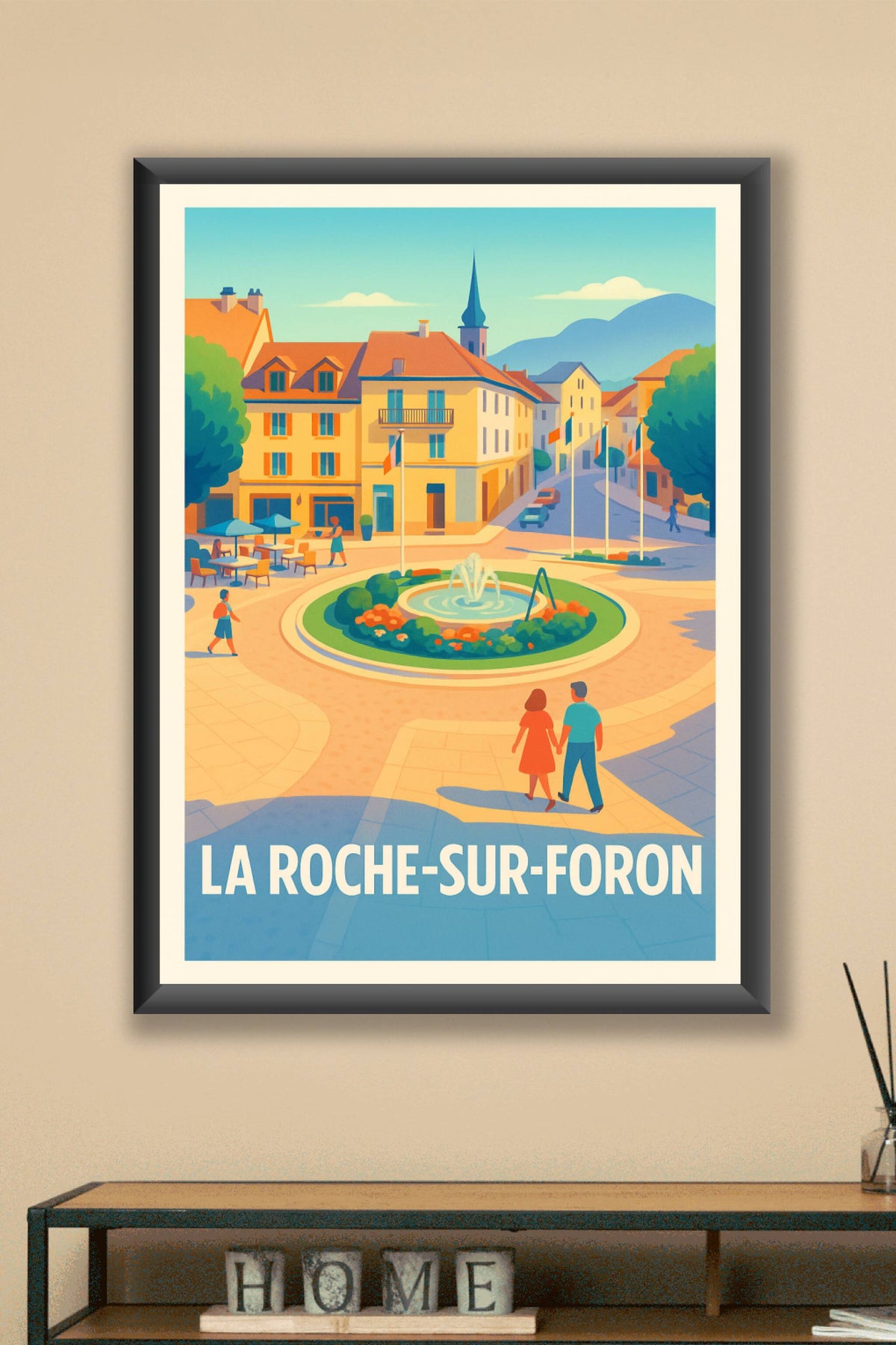 Affiche La Roche-sur-Foron — Charme et douceur d'une place animée · poster d'art de La Roche-sur-Foron