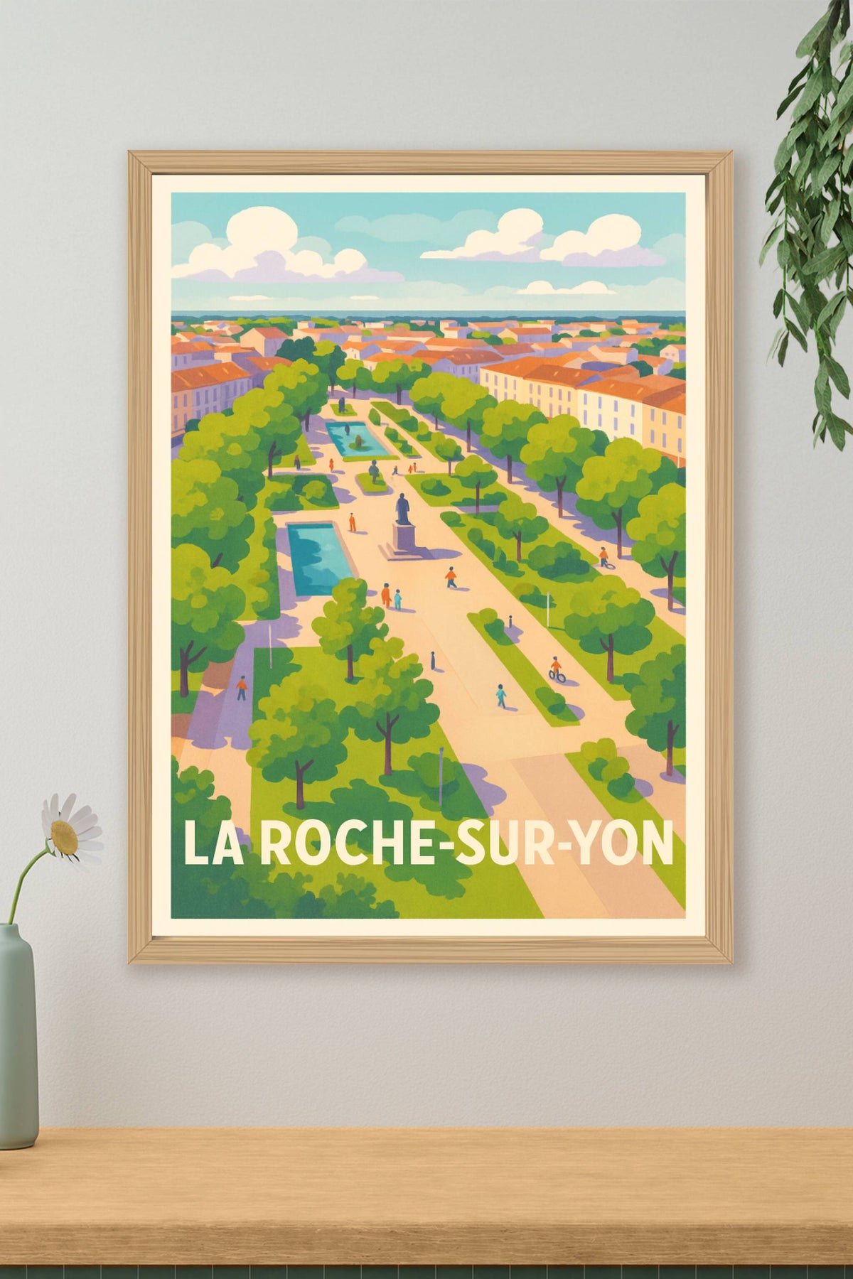 Affiche La Roche-sur-Yon — Le charme paisible du parc urbain · poster d'art de La Roche-sur-Yon