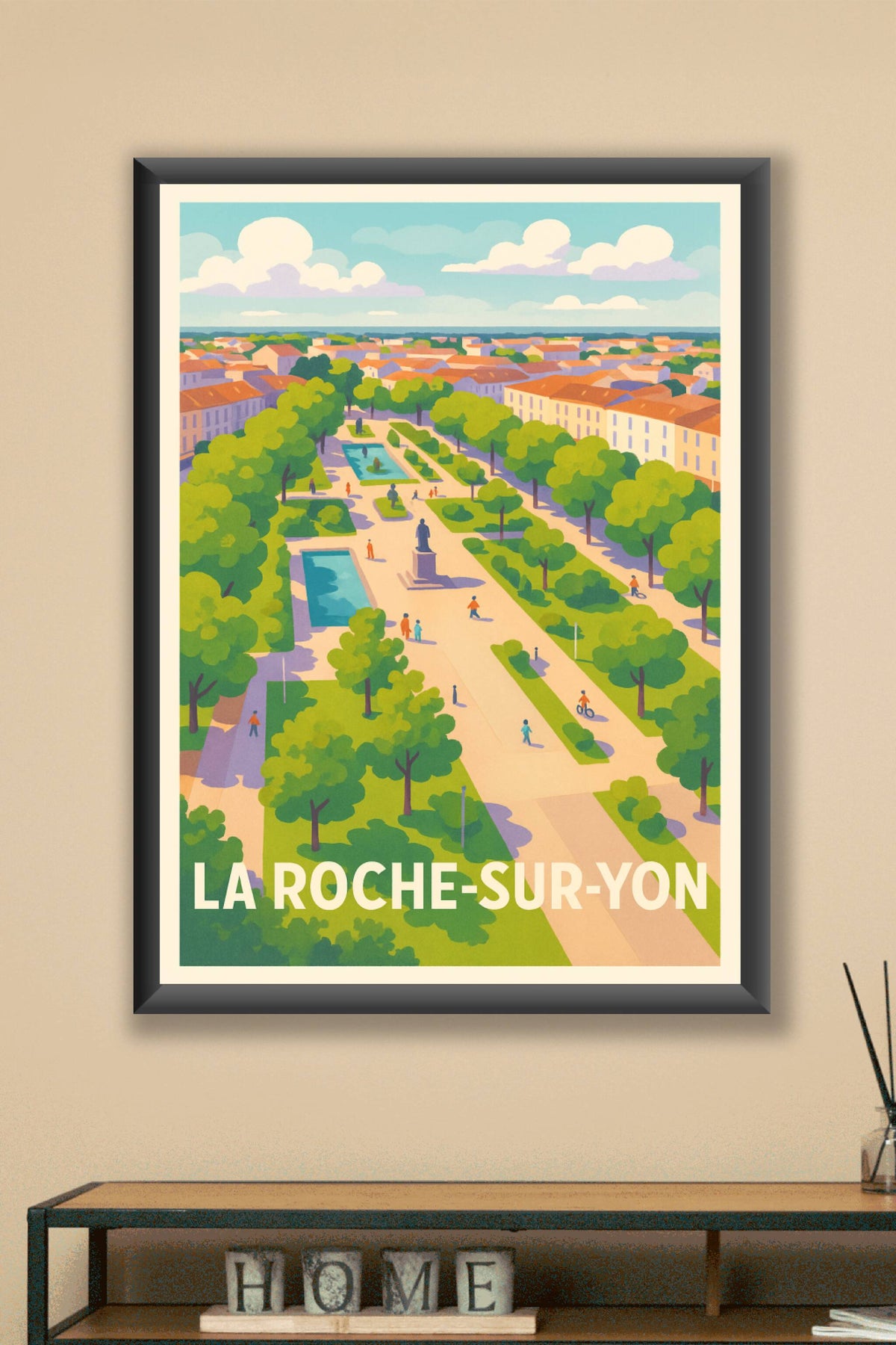 Affiche La Roche-sur-Yon — Le charme paisible du parc urbain · poster d'art de La Roche-sur-Yon