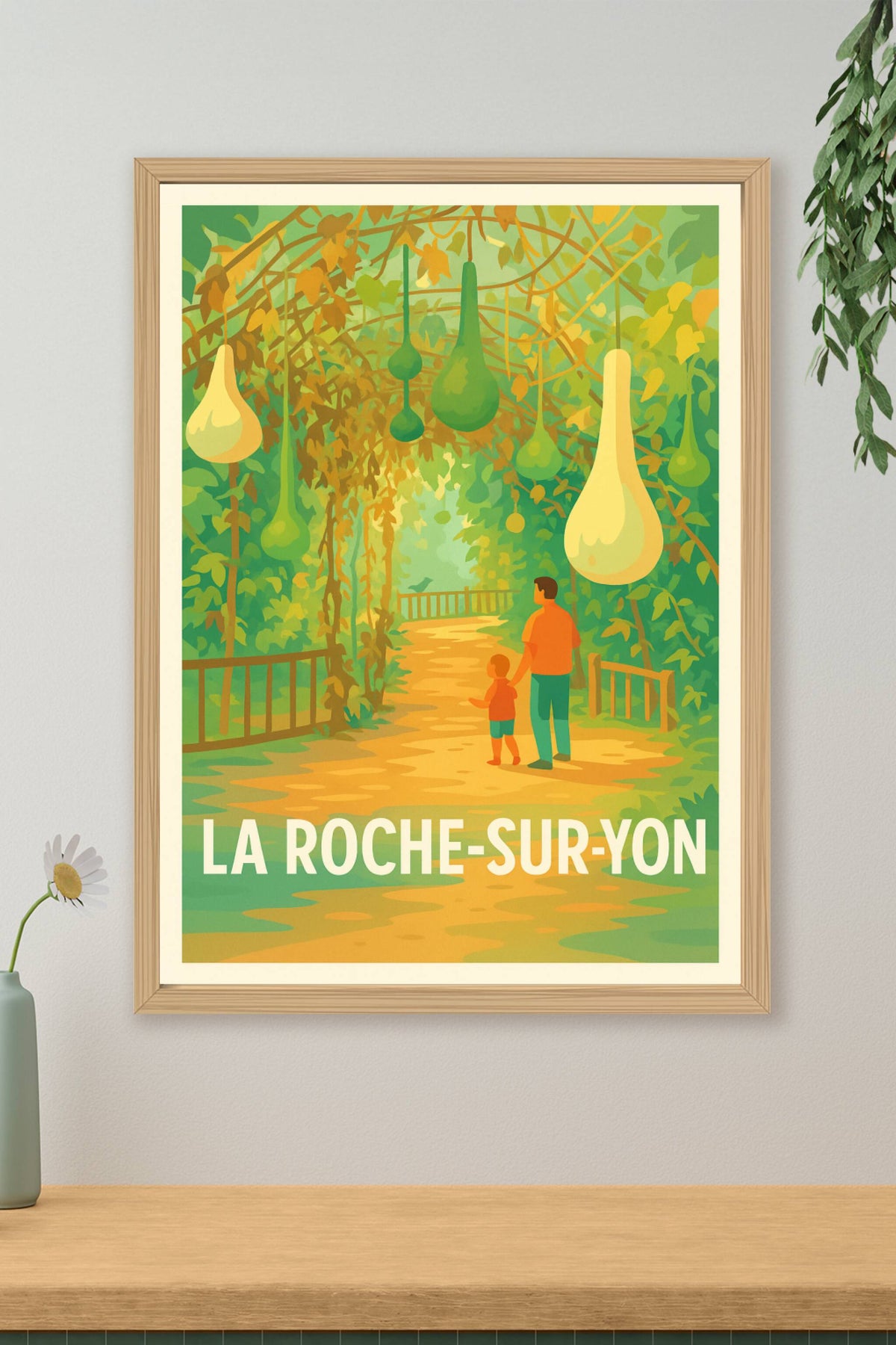 Affiche La Roche-sur-Yon — Promenade enchantée sous la nature suspendue · poster d'art de La Roche-sur-Yon