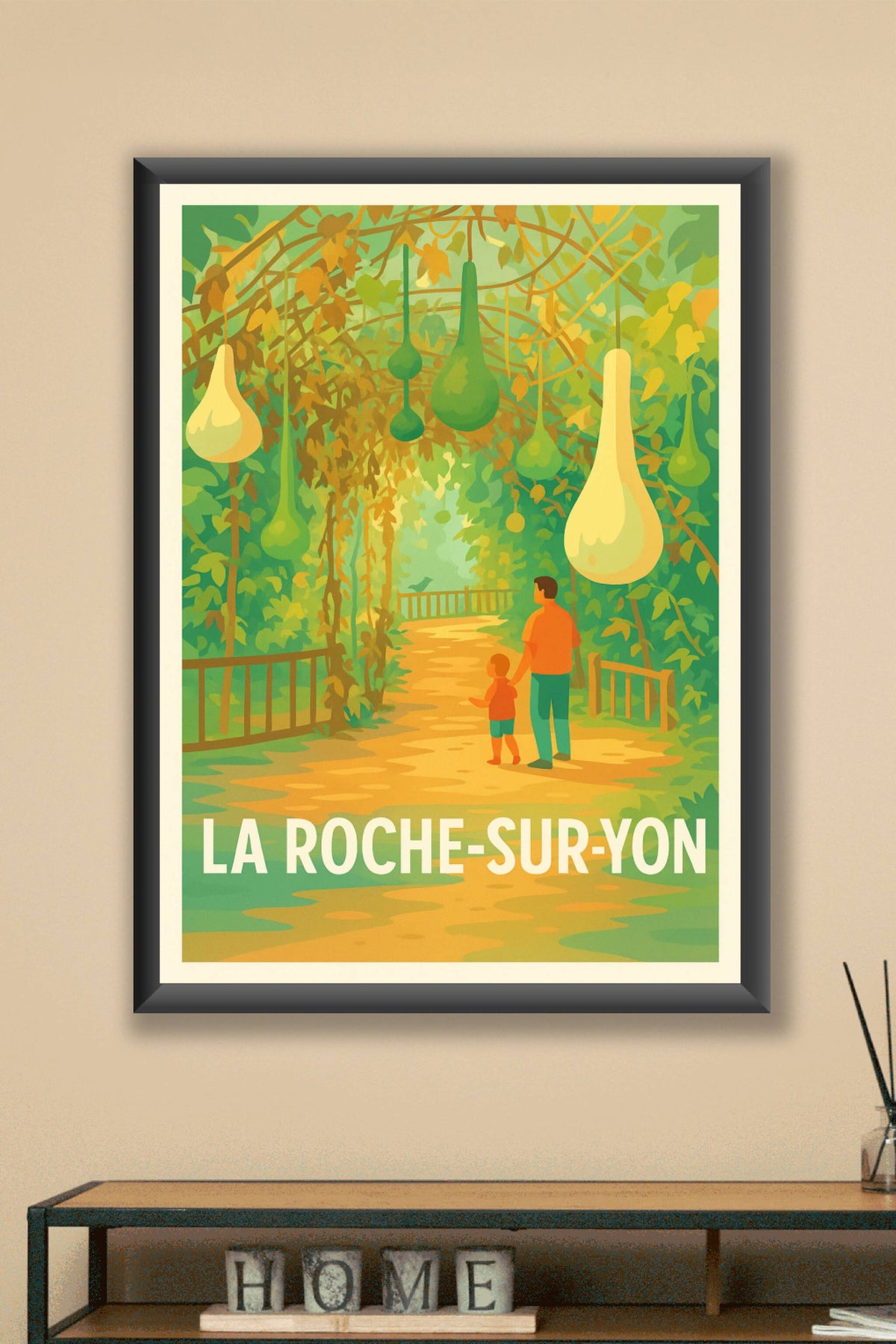 Affiche La Roche-sur-Yon — Promenade enchantée sous la nature suspendue · poster d'art de La Roche-sur-Yon