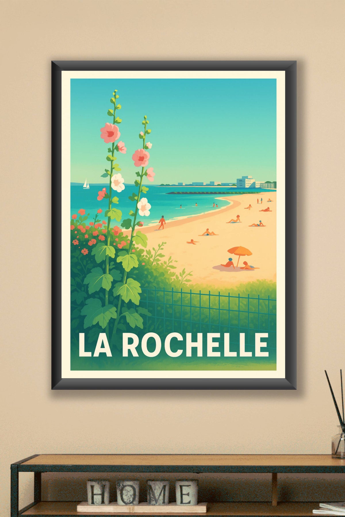 Affiche La Rochelle — Plages ensoleillées et douceur de vivre · poster d'art de La Rochelle