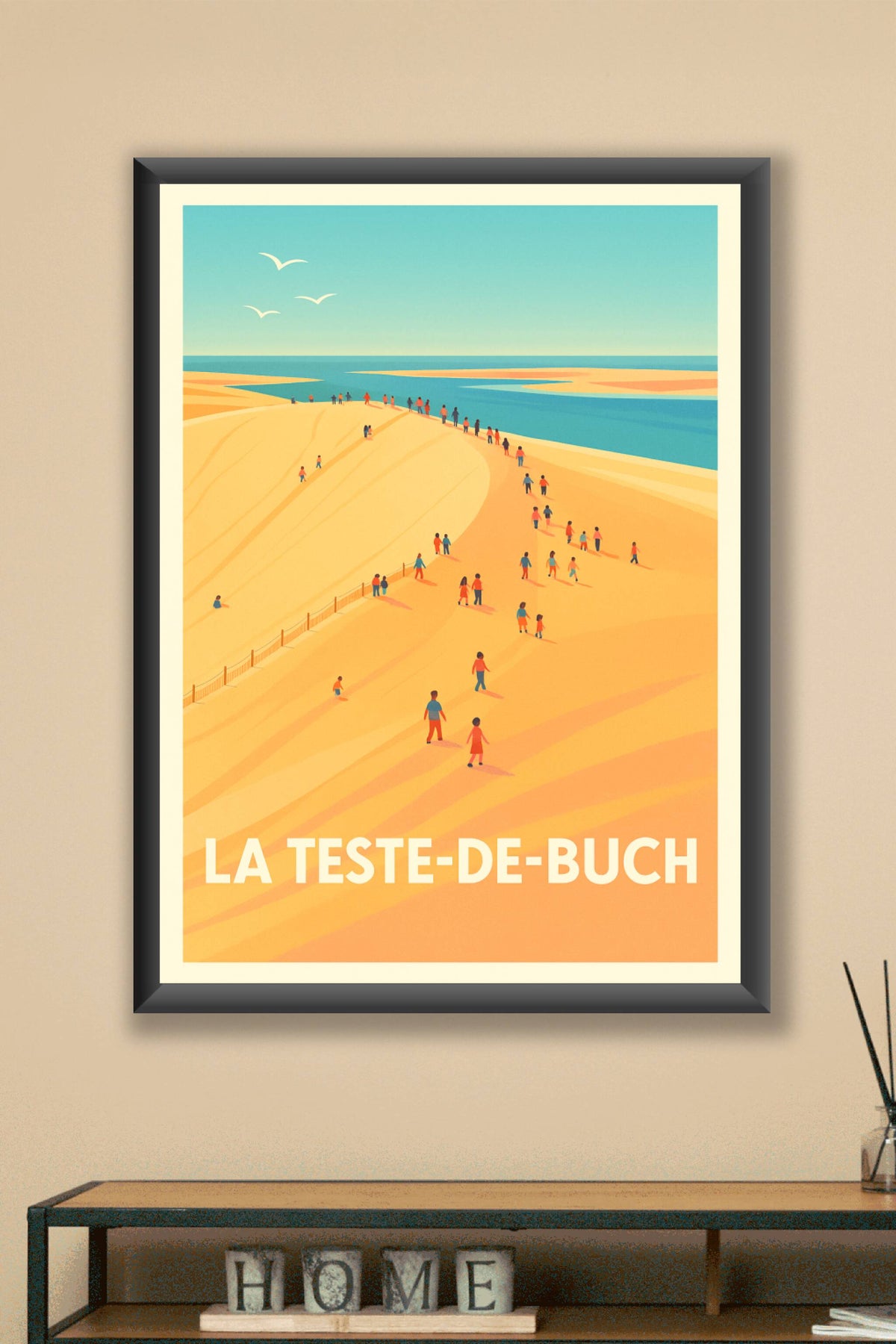 Affiche La Teste-de-Buch — L'envol sur les dunes dorées · poster d'art de La Teste-de-Buch