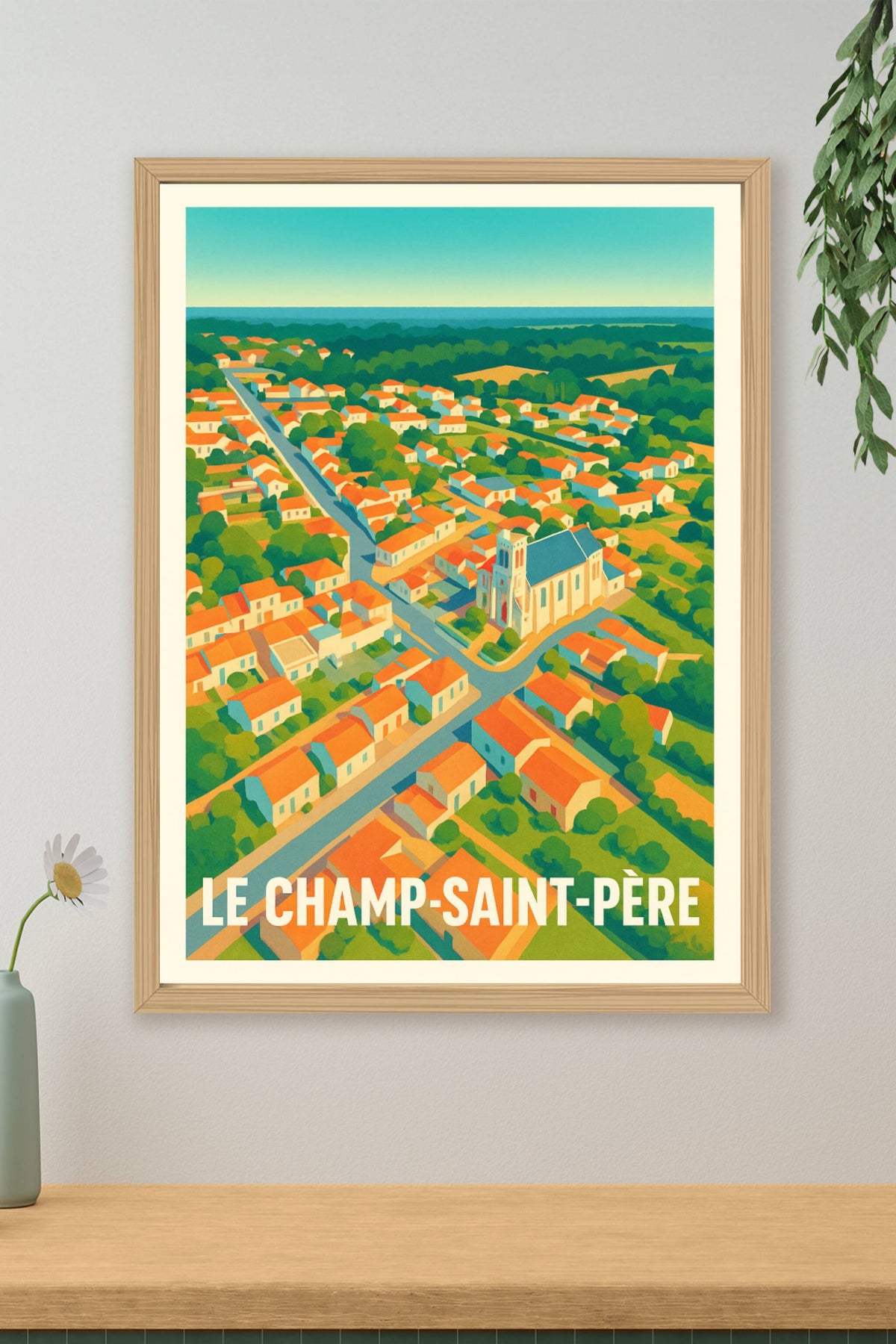 Affiche Le Champ-Saint-Père — Vue panoramique et charme villageois · poster d'art de Le Champ-Saint-Père