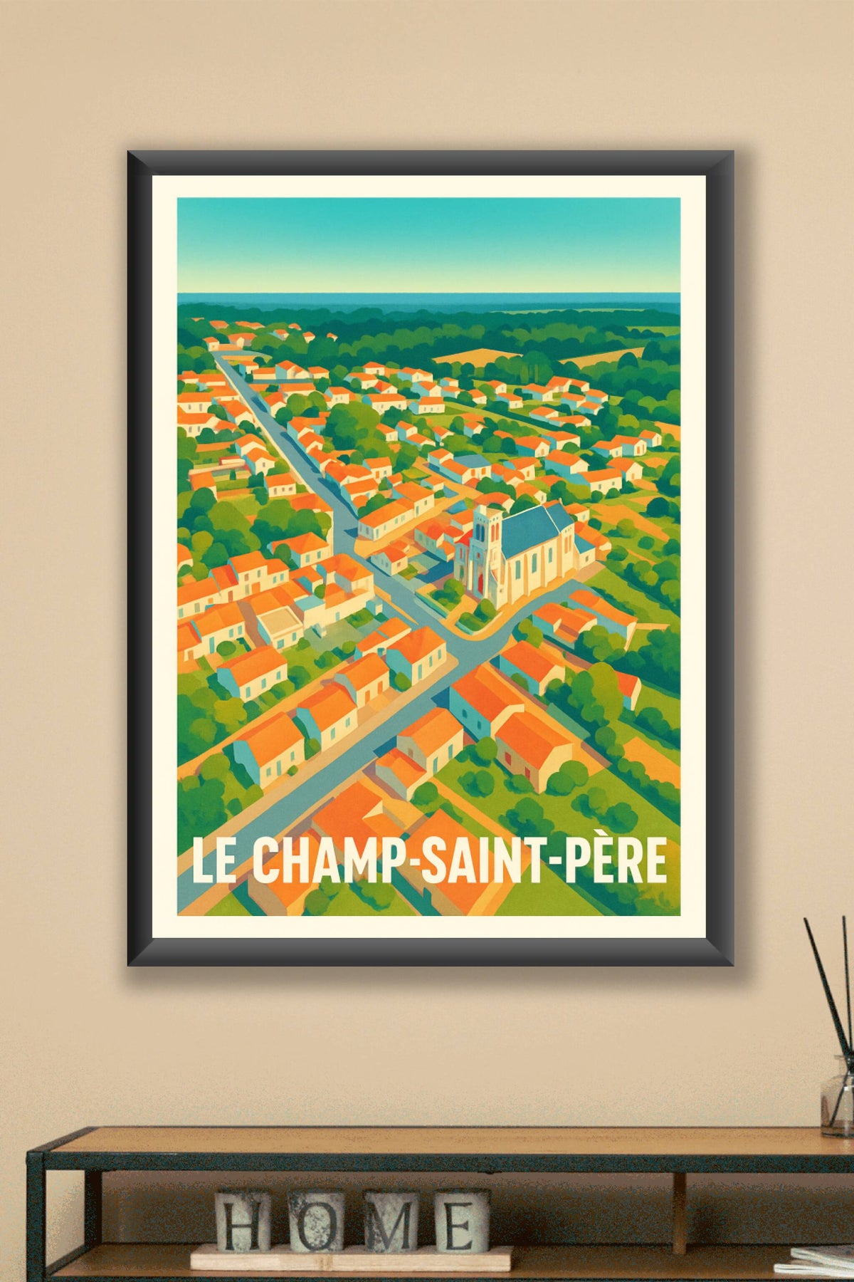 Affiche Le Champ-Saint-Père — Vue panoramique et charme villageois · poster d'art de Le Champ-Saint-Père