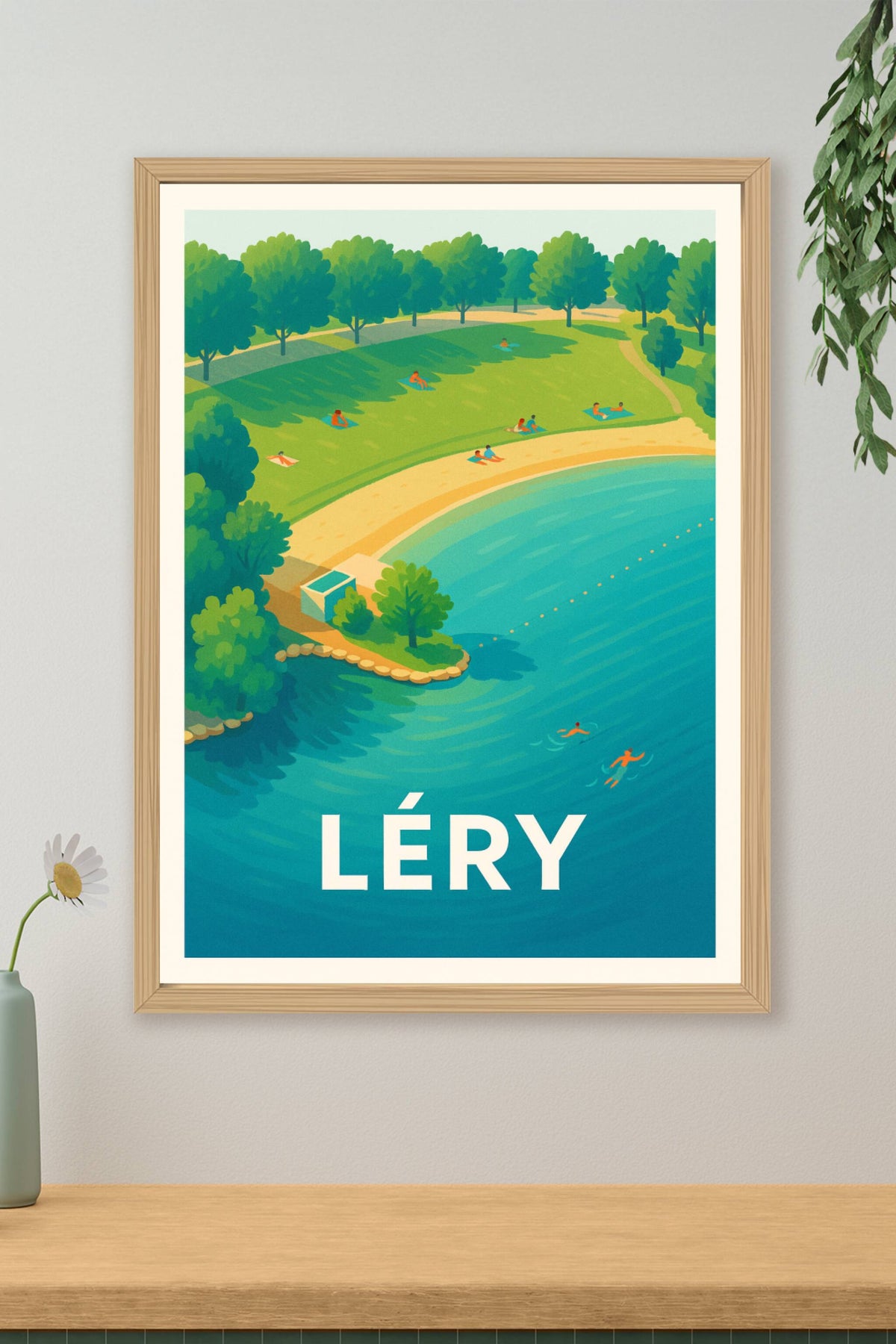Affiche Léry — Invitation à la détente au bord de l'eau · poster d'art de Léry