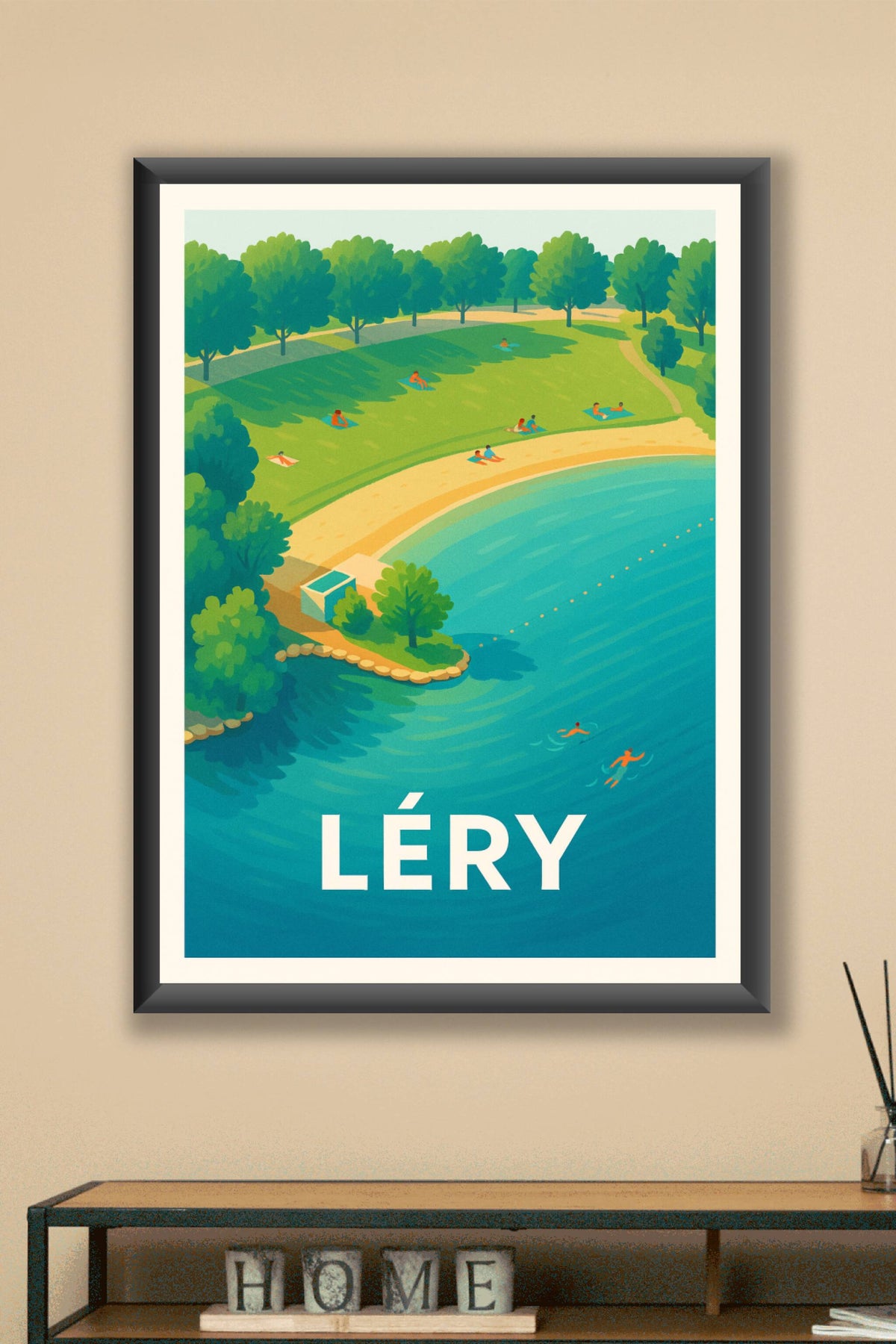 Affiche Léry — Invitation à la détente au bord de l'eau · poster d'art de Léry