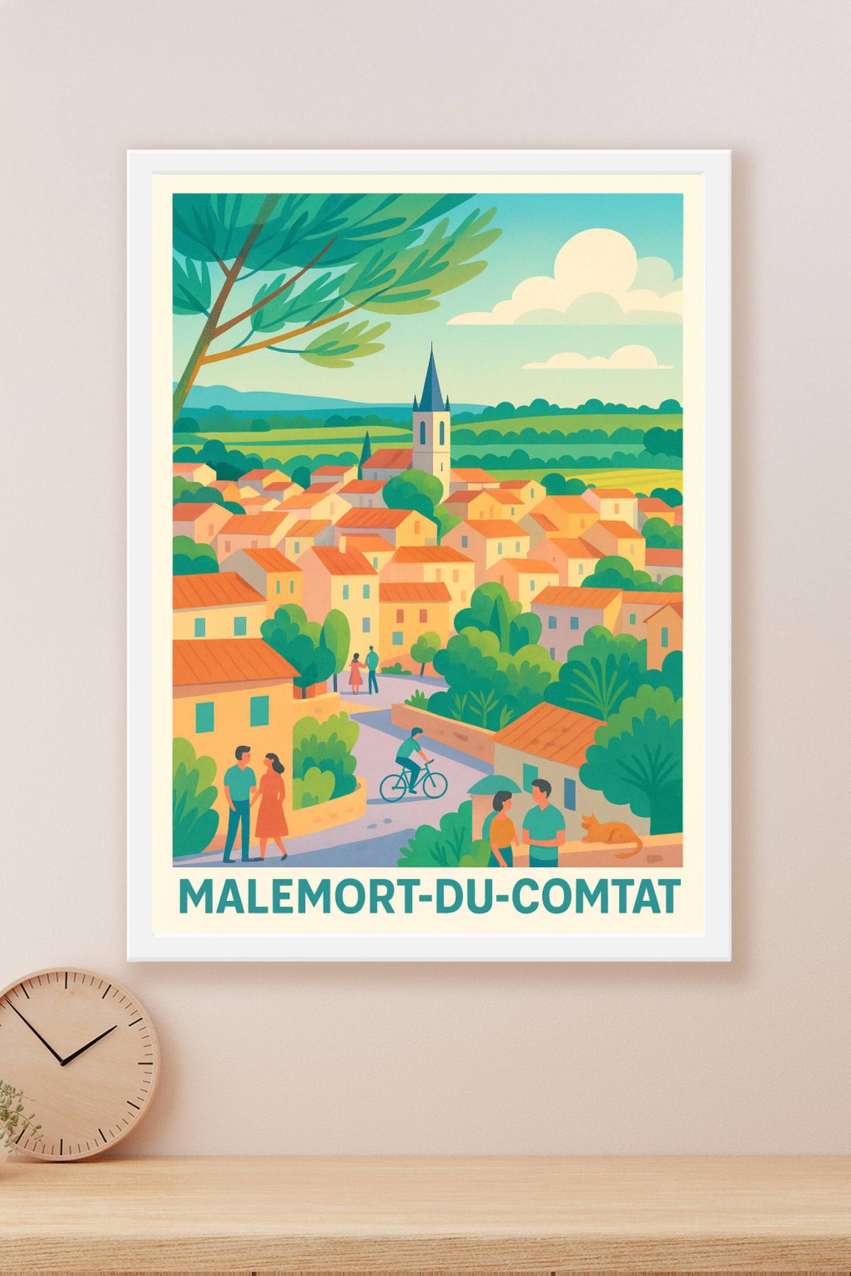 Affiche Malemort-du-Comtat — Village Provençal aux charmes colorés · poster d'art de Malemort-du-Comtat