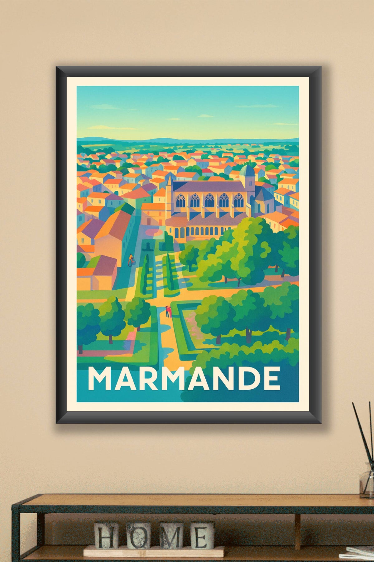 Affiche Marmande — L'élégance architecturale et verdoyante · poster d'art de Marmande