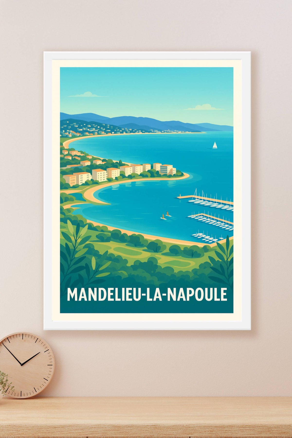 Affiche Mandelieu-La-Napoule — Évasion azur sur la Côte d'Azur · poster d'art de Mandelieu-La-Napoule