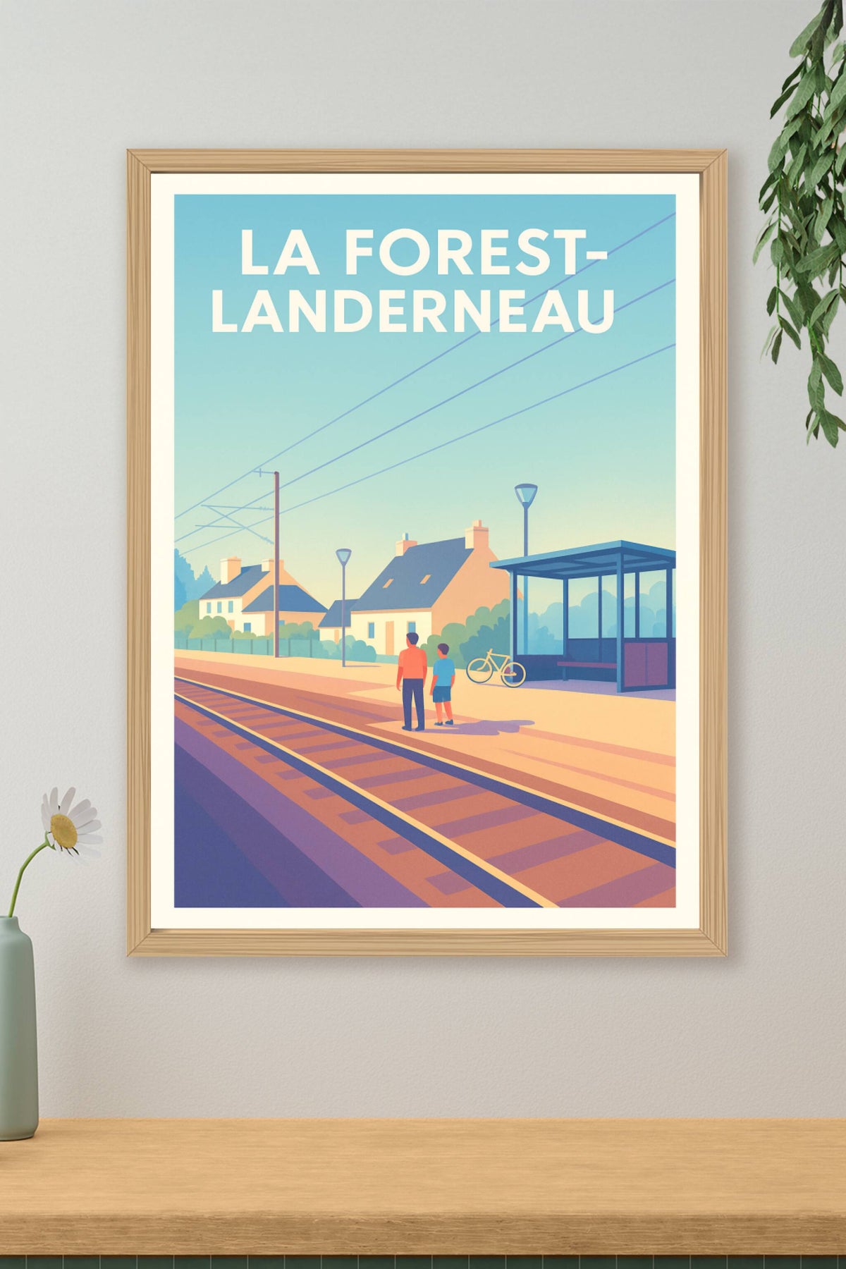 Affiche La Forest-Landerneau — Harmonie rurale et simplicité au bord des rails · poster d'art de La Forest-Landerneau