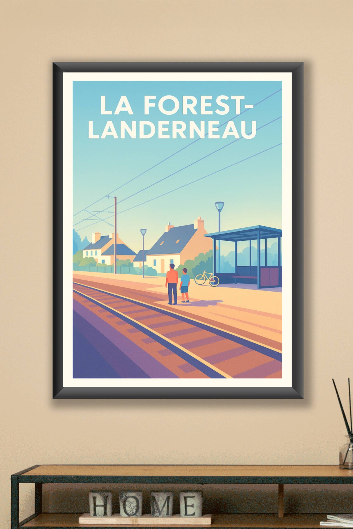Affiche La Forest-Landerneau — Harmonie rurale et simplicité au bord des rails · poster d'art de La Forest-Landerneau